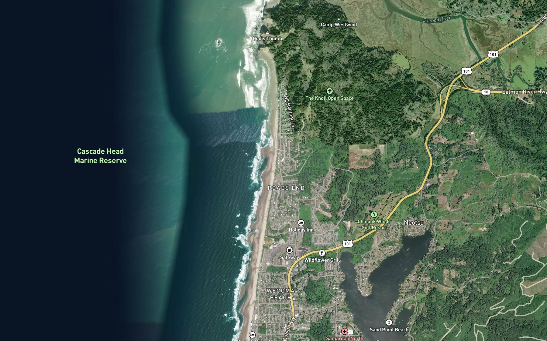 Satellite map of the Logan Creek