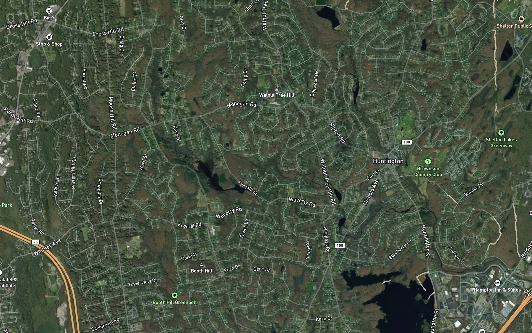 Satellite map of the Boehm Brook