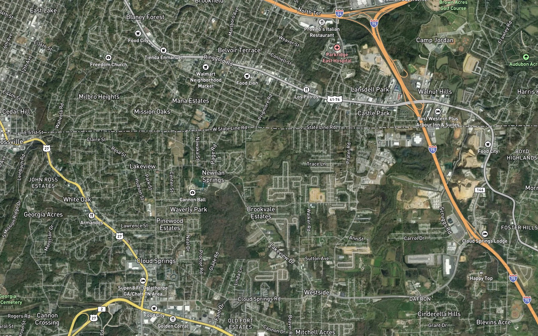 Satellite map of the Black Branch