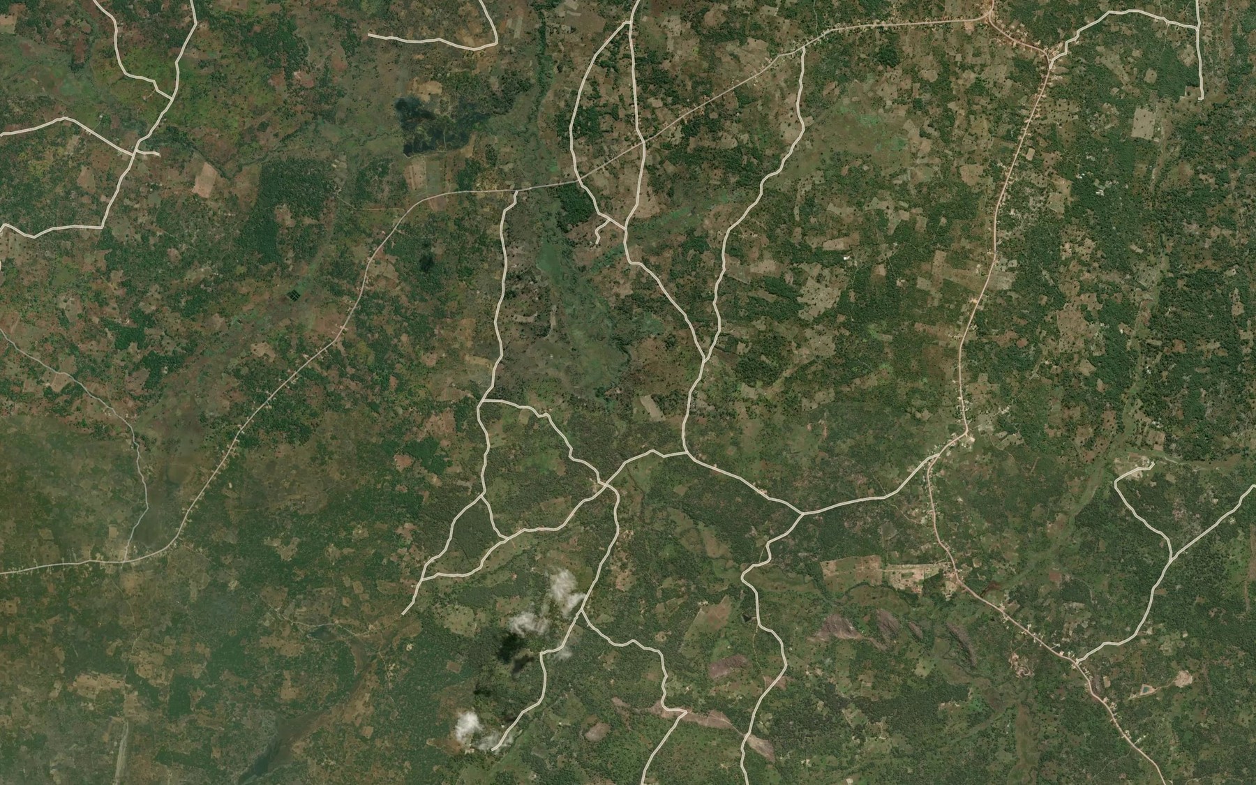 Satellite map of the Milomfwe Falls
