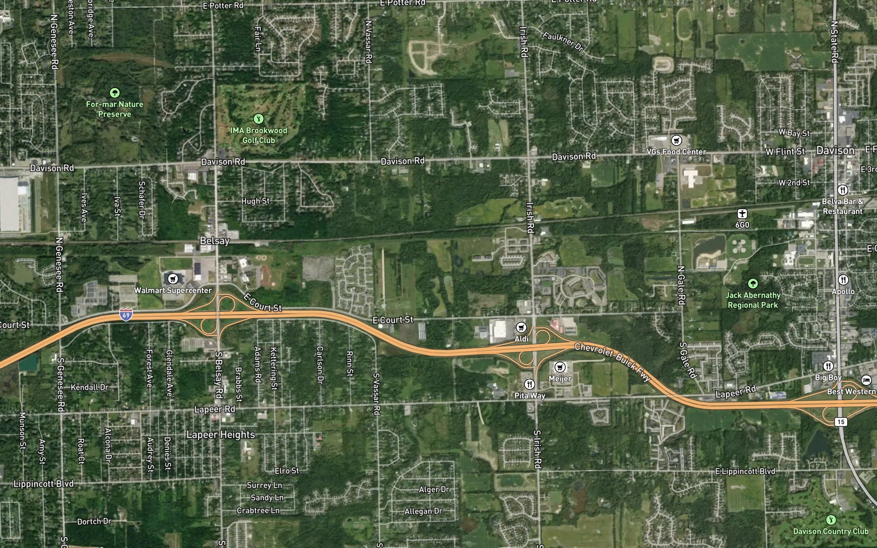 Satellite map of the Black Creek