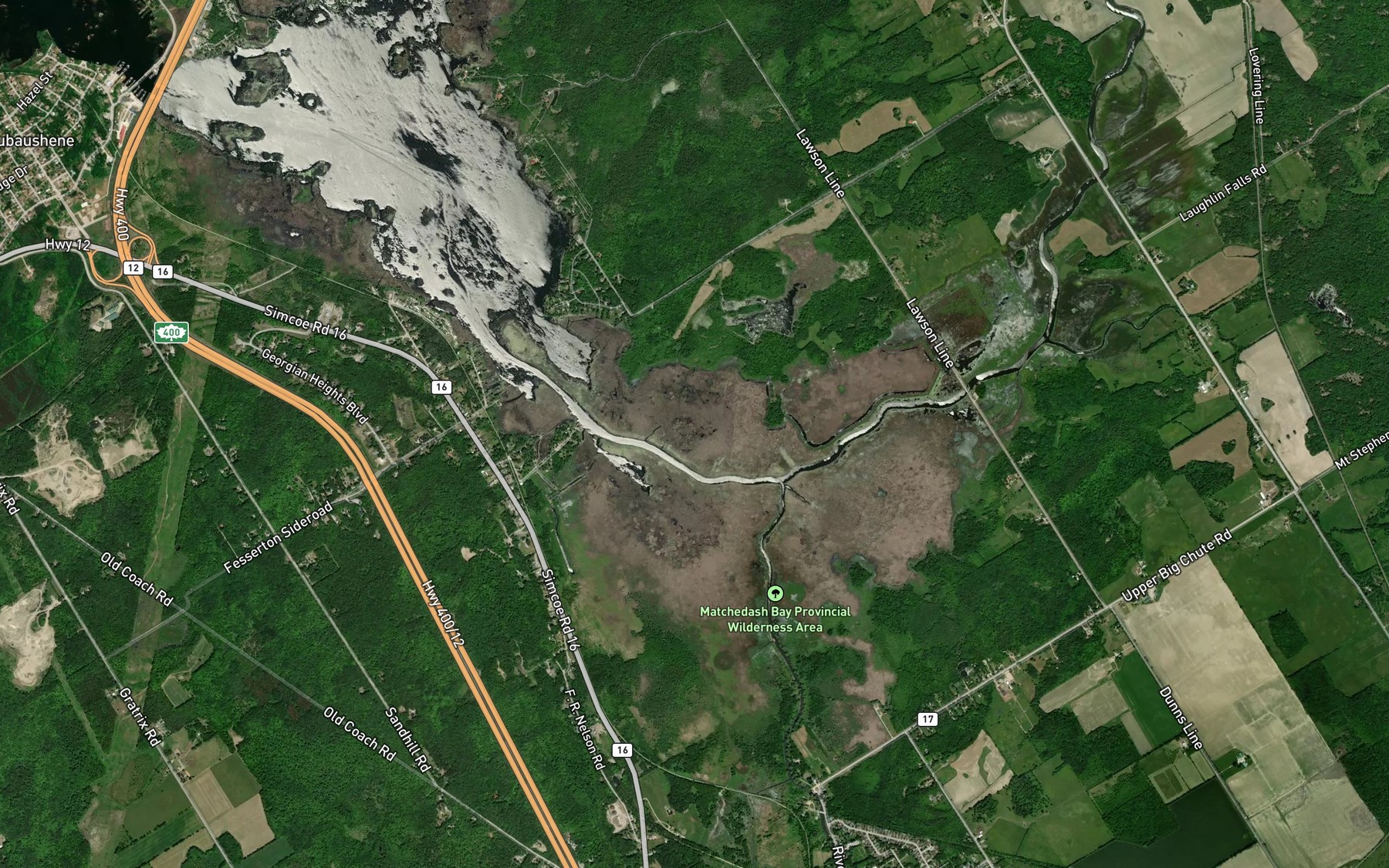 Satellite map of the Catfish Bay