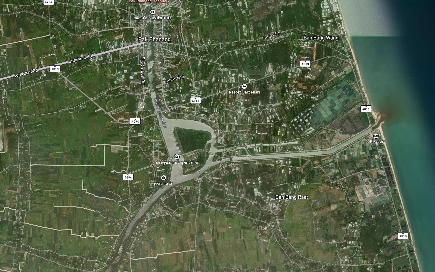 Satellite map of the Khlong Bang Nao