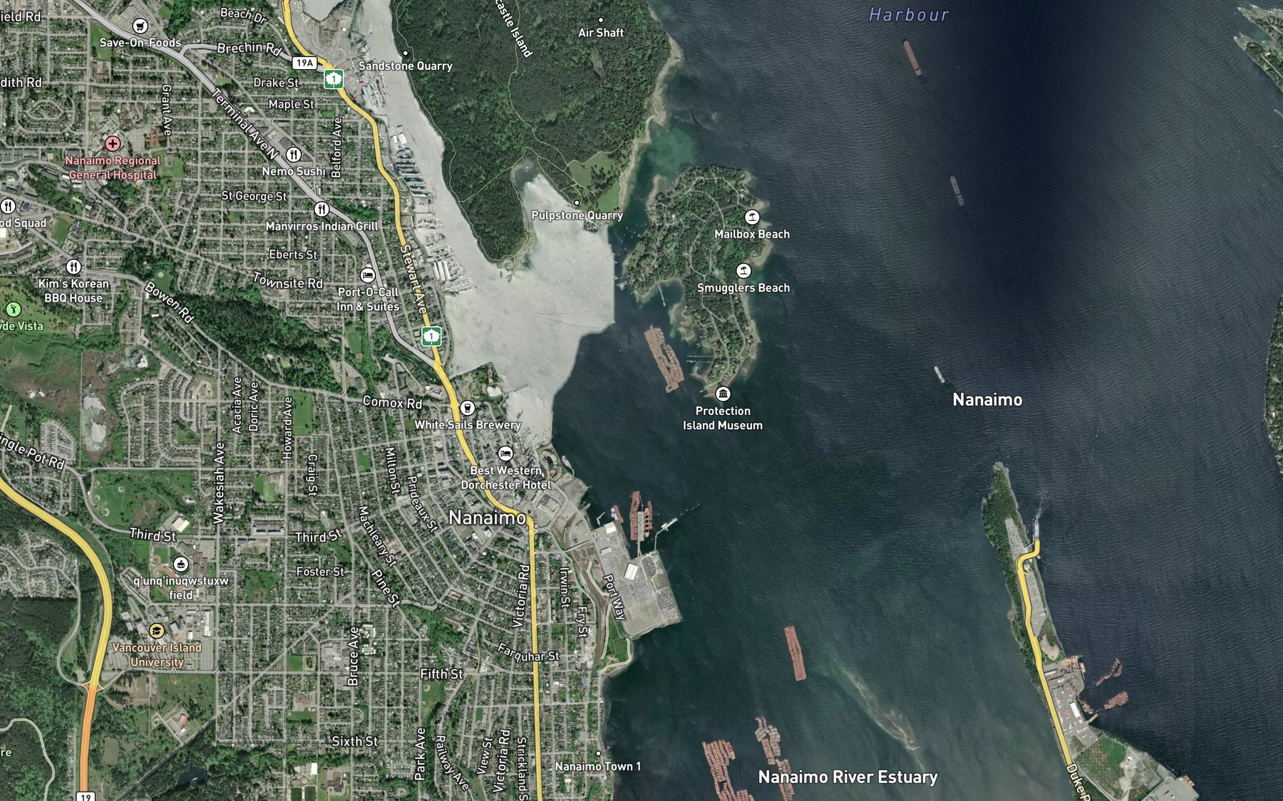 Satellite map of the McKay Channel