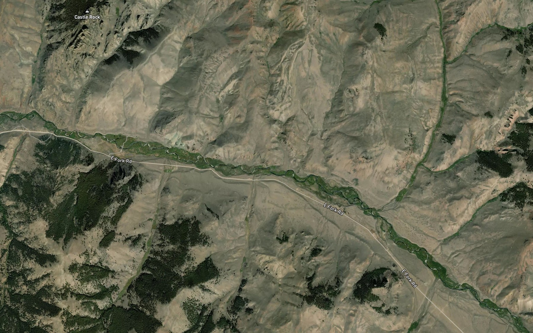 Satellite map of the Butcher Creek