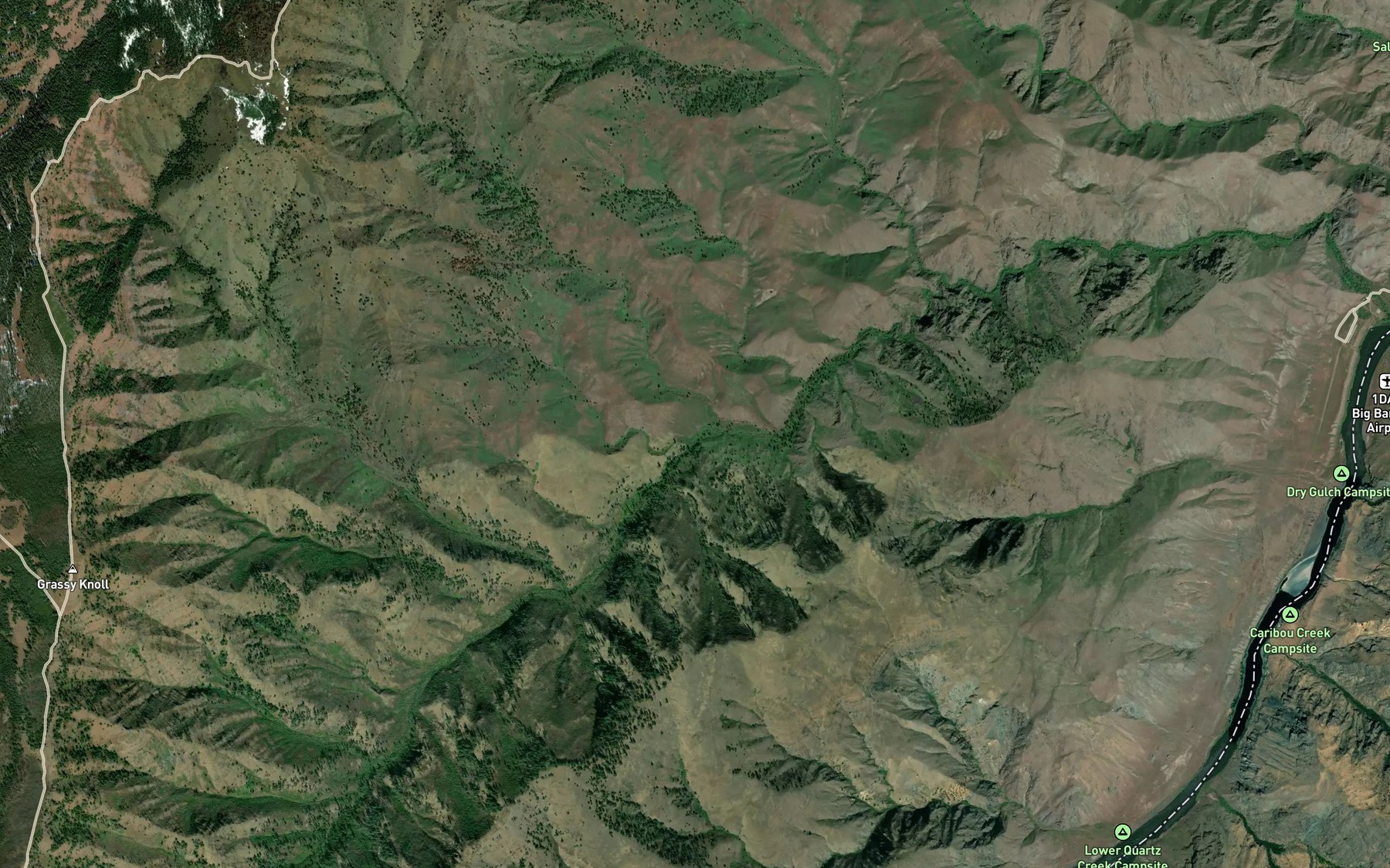 Satellite map of the Grimes Creek