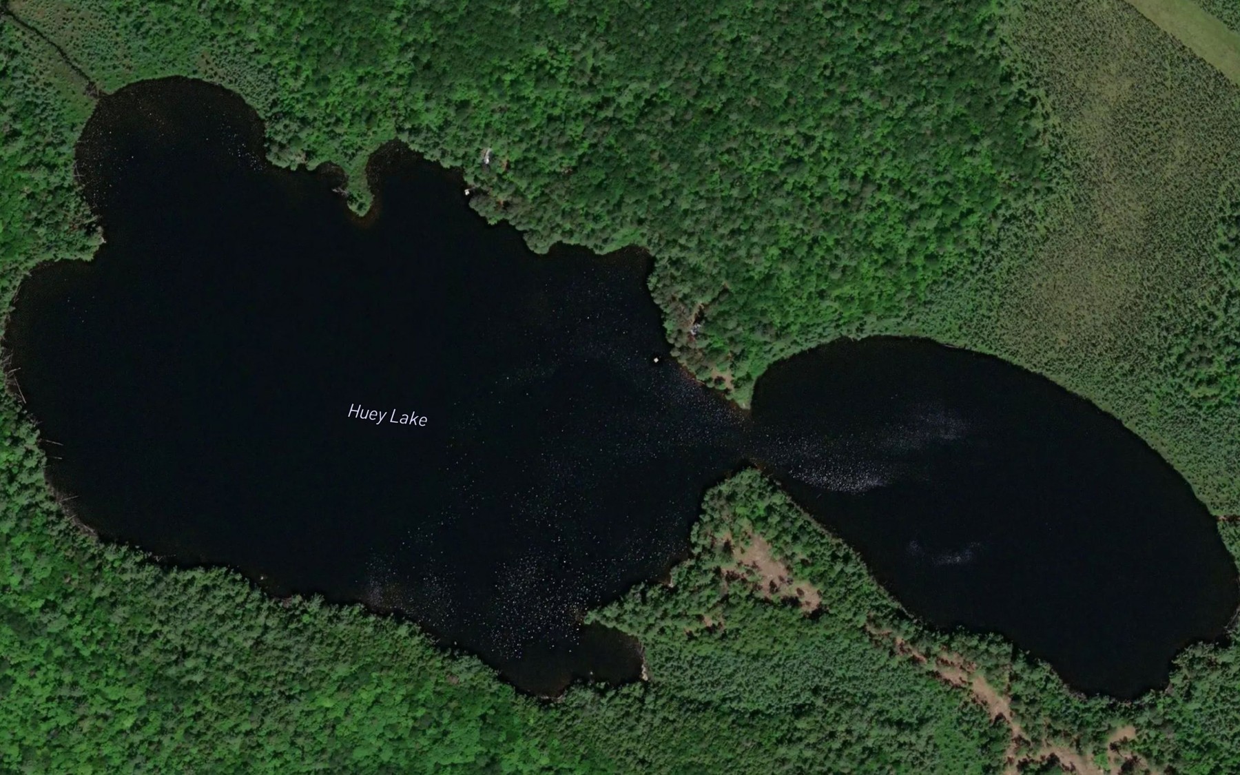 Satellite map of the Huey Lake