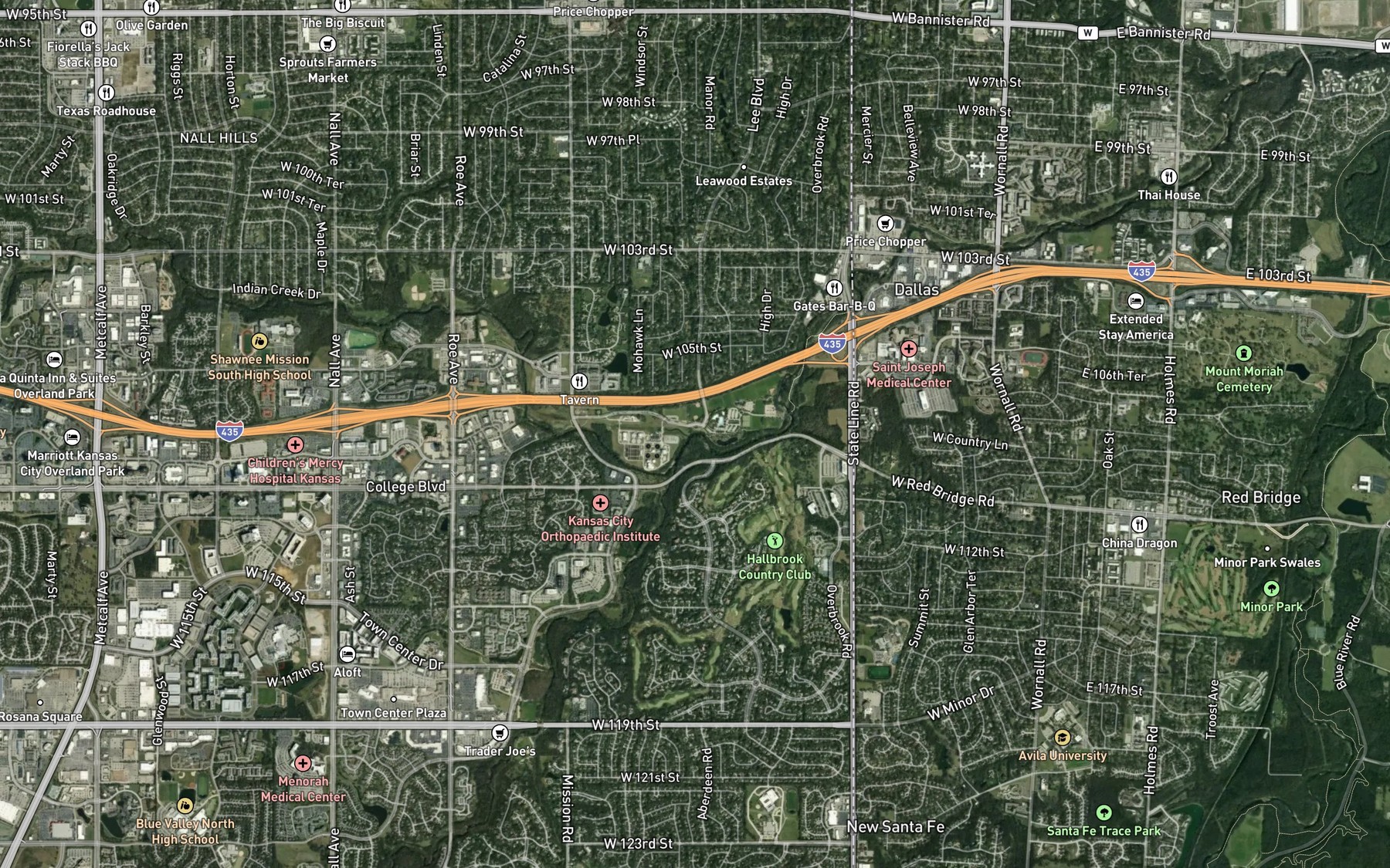 Satellite map of the Tomahawk Creek