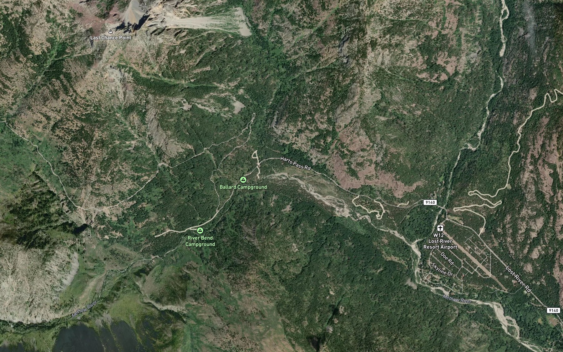 Satellite map of the Robinson Creek