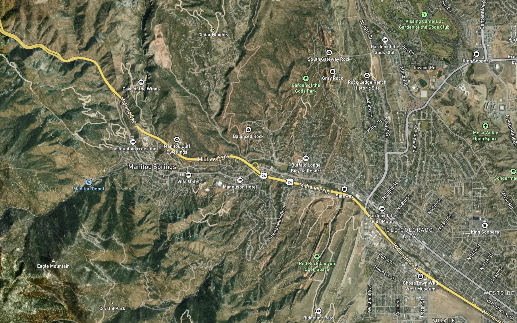 Satellite map of the Sutherland Creek