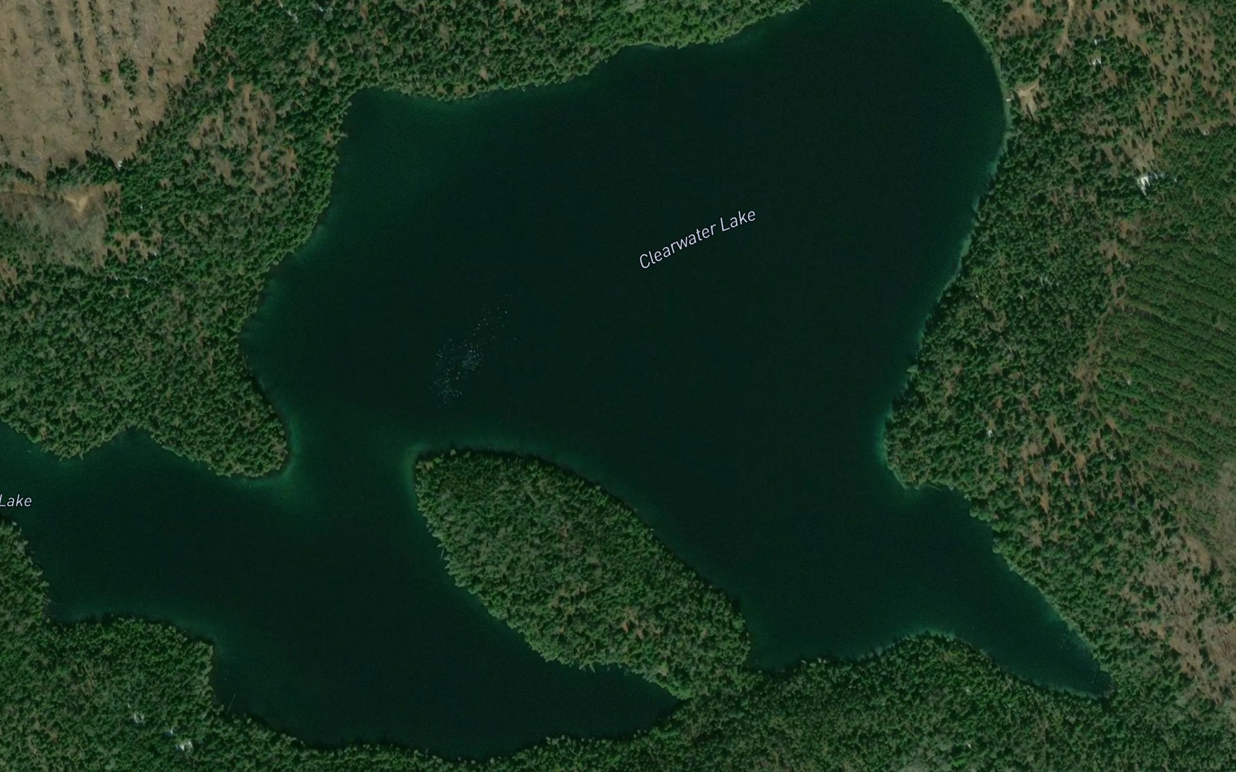 Satellite map of the Clearwater Lake