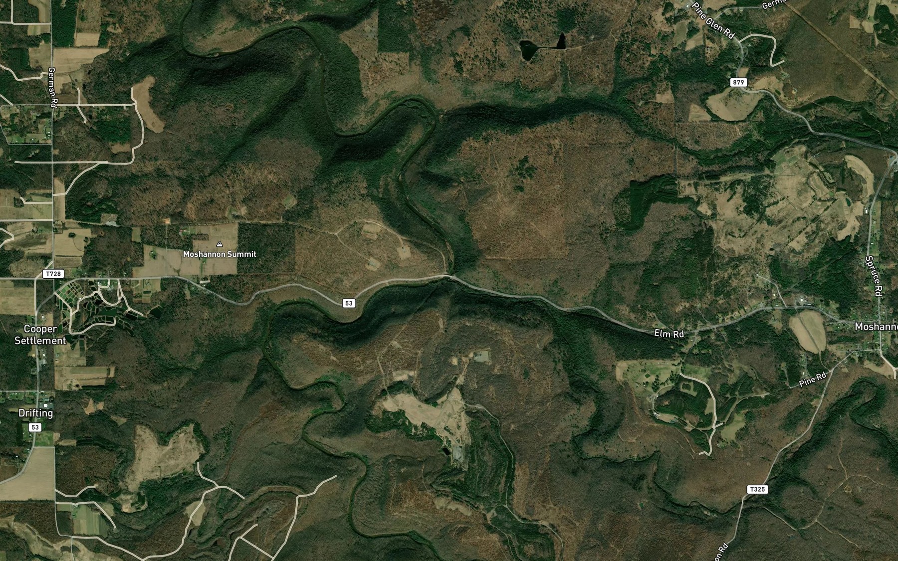 Satellite map of the Black Moshannon Creek