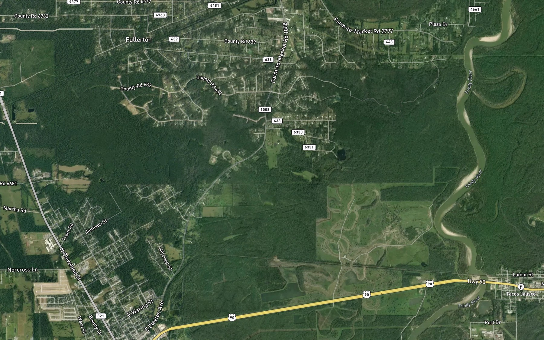 Satellite map of the Bowie Creek