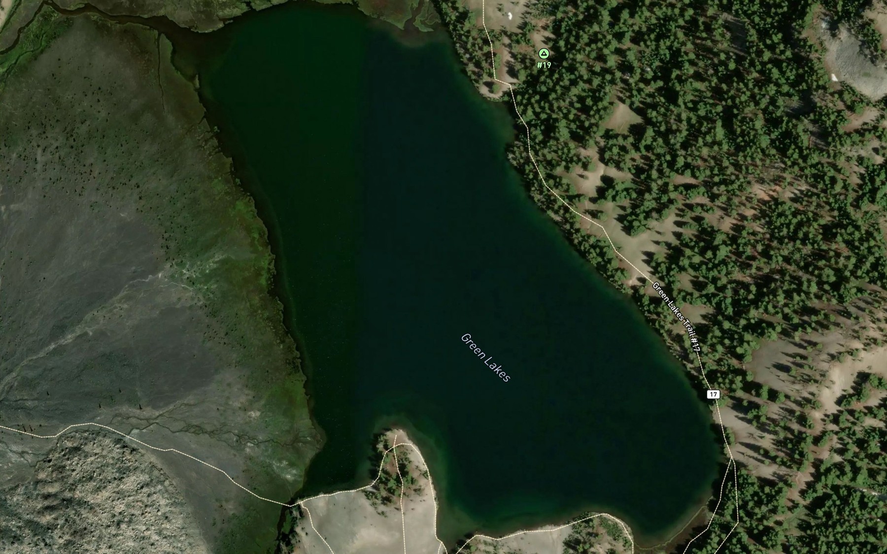 Satellite map of the Green Lakes