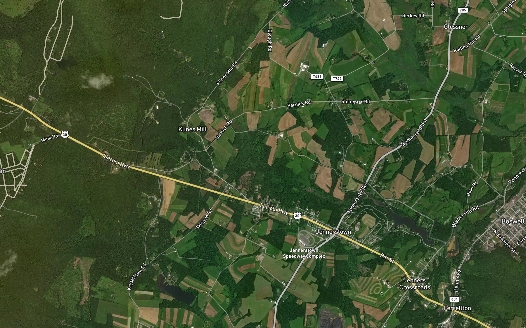 Satellite map of the Card Machine Run