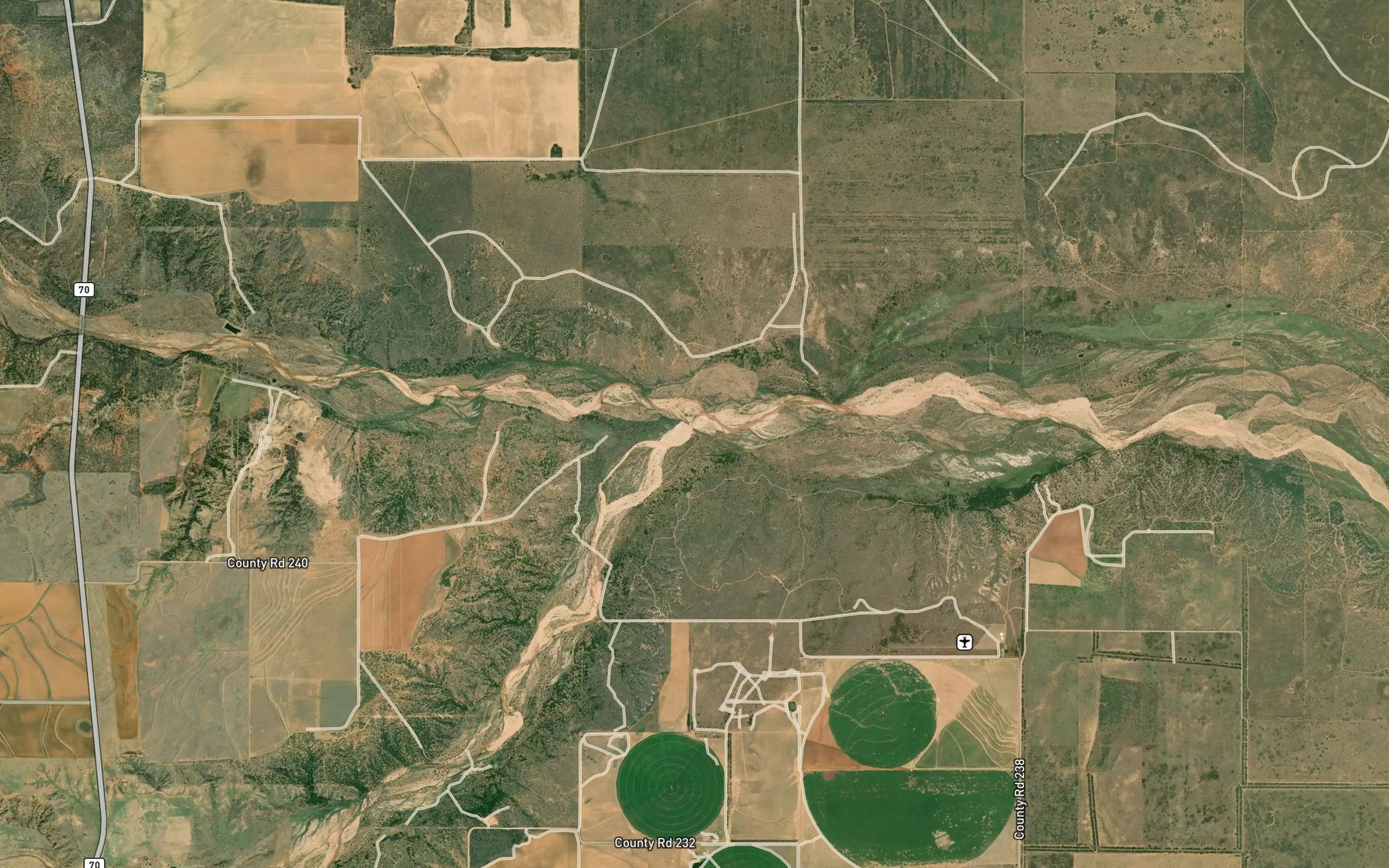 Satellite map of the Quitaque Creek