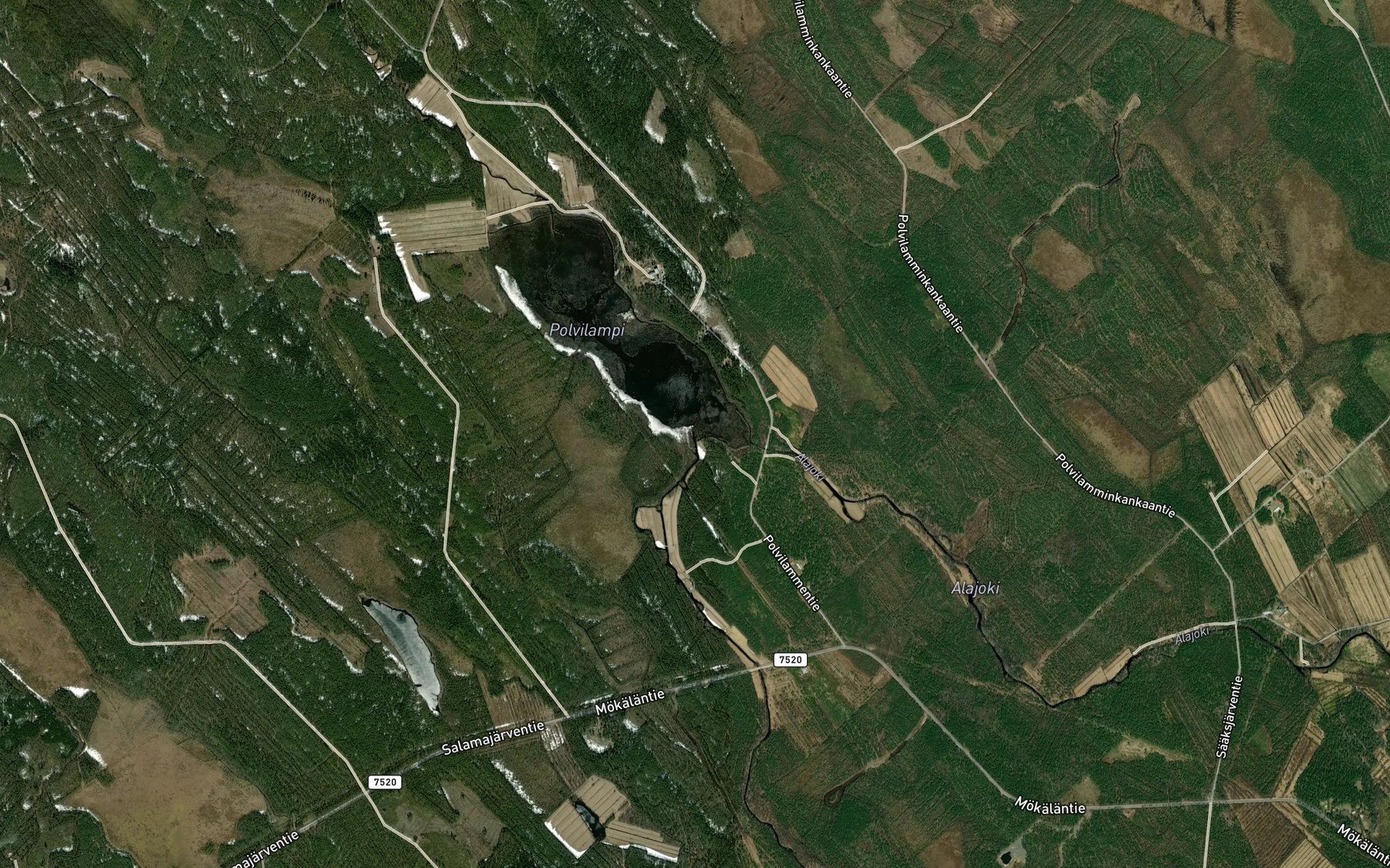 Satellite map of the Lievostenjoki