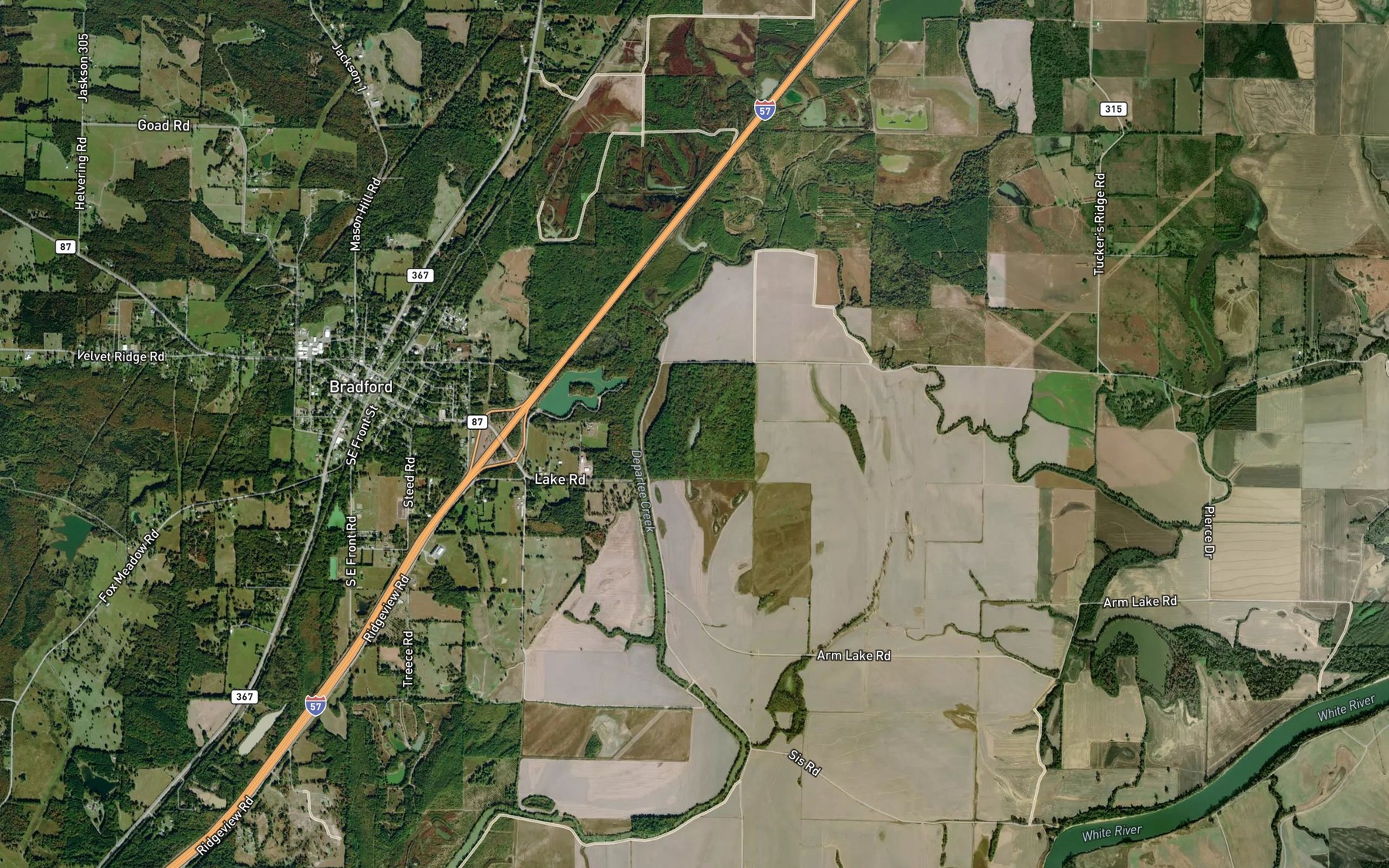 Satellite map of the Grinnell Pond