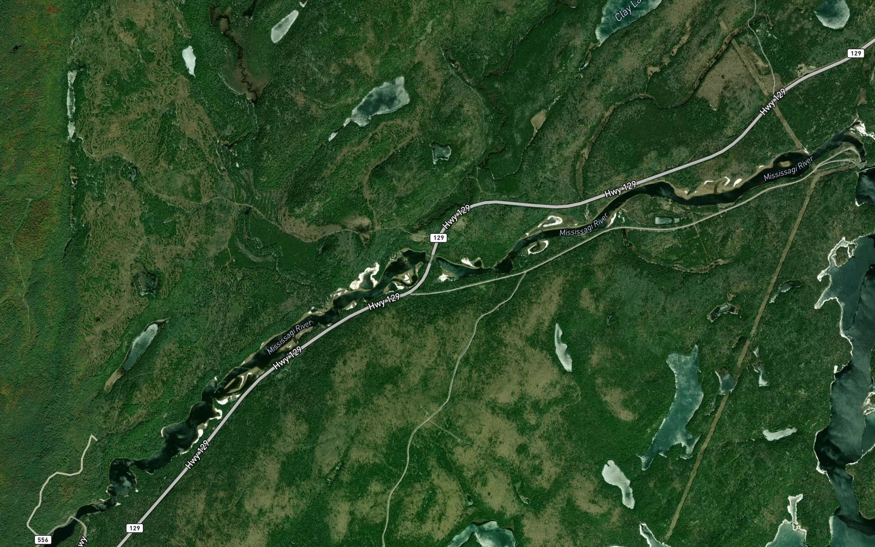Satellite map of the Little Trout Creek