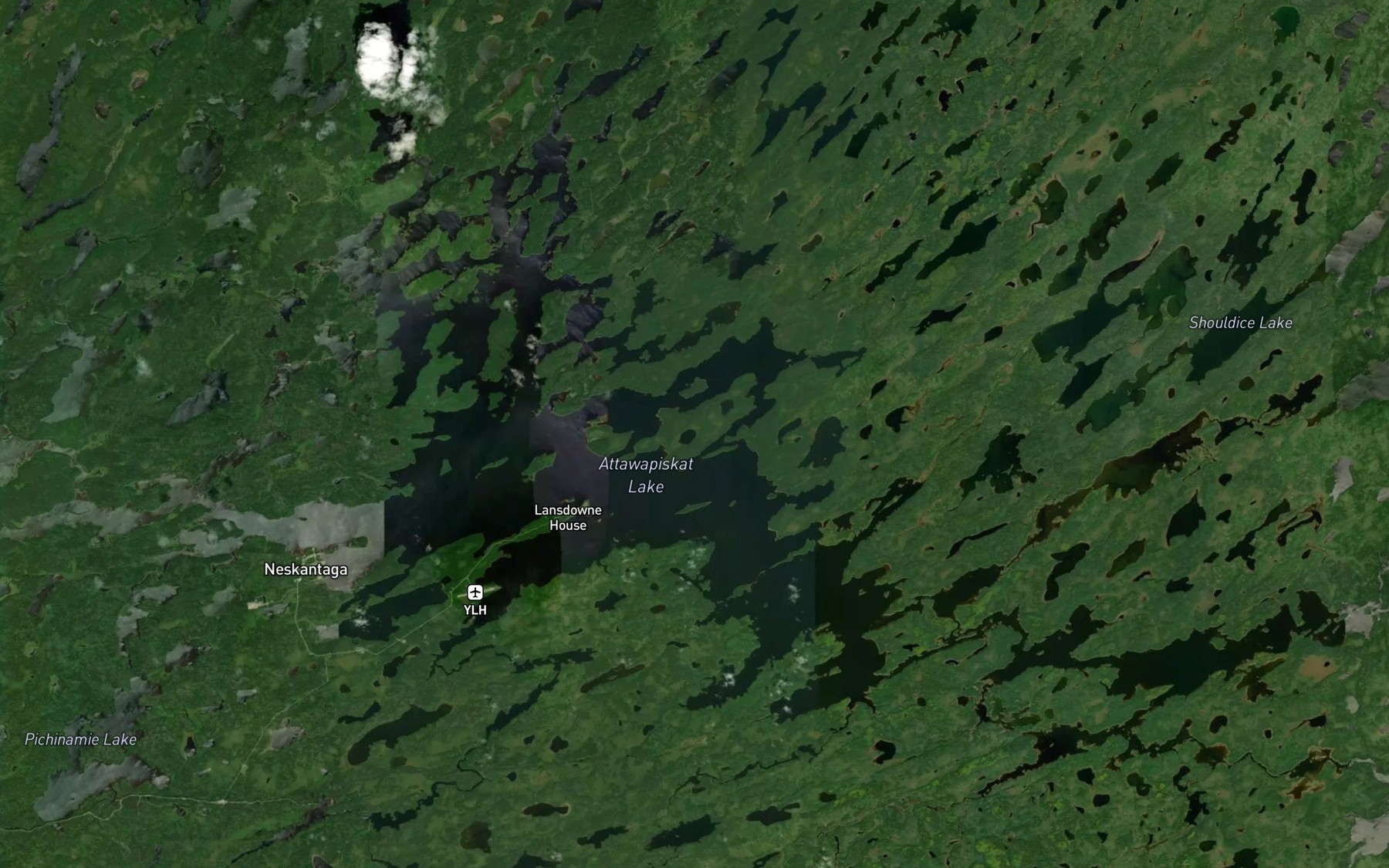 Satellite map of the Attawapiskat Lake
