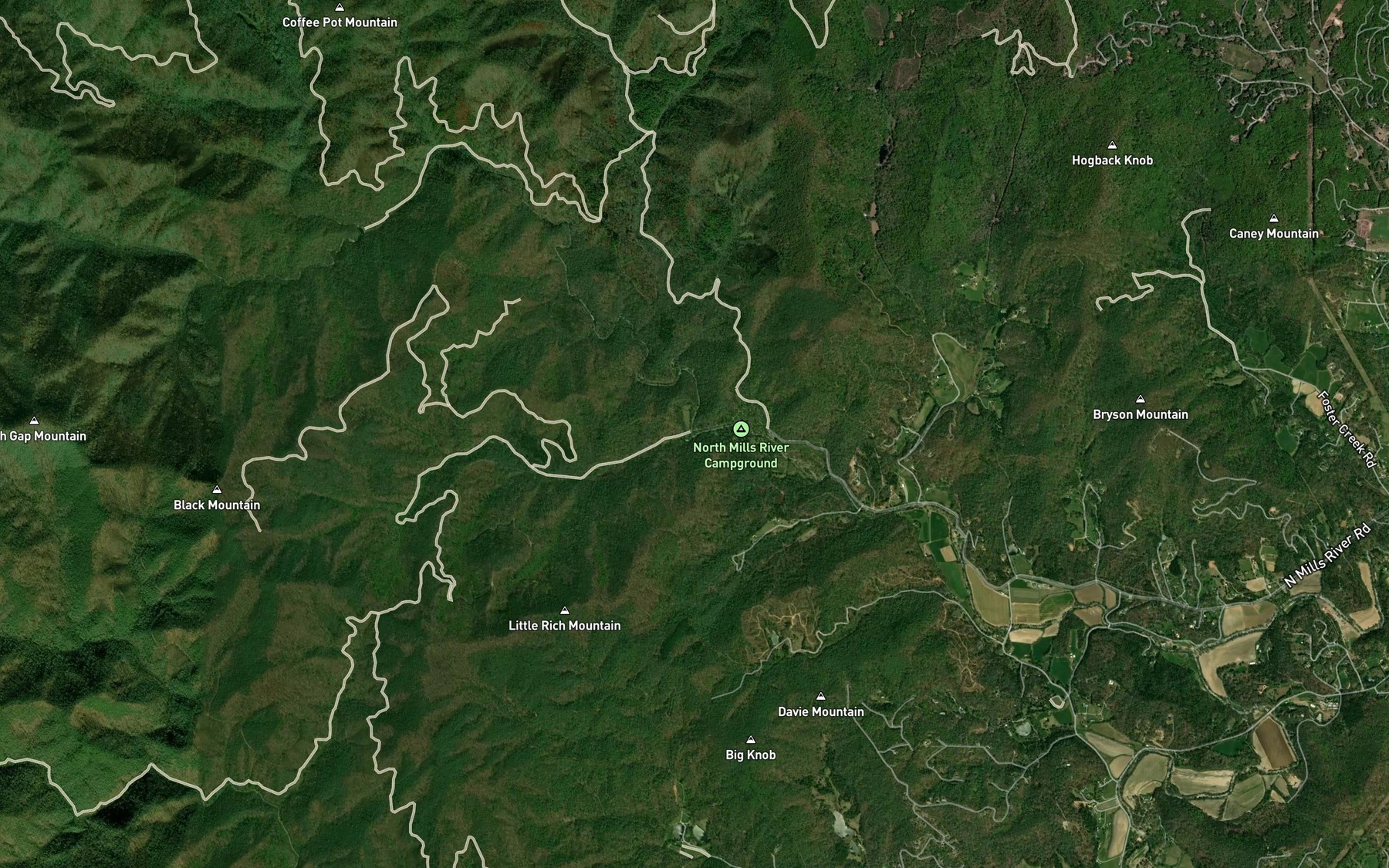 Satellite map of the Rocky Fork