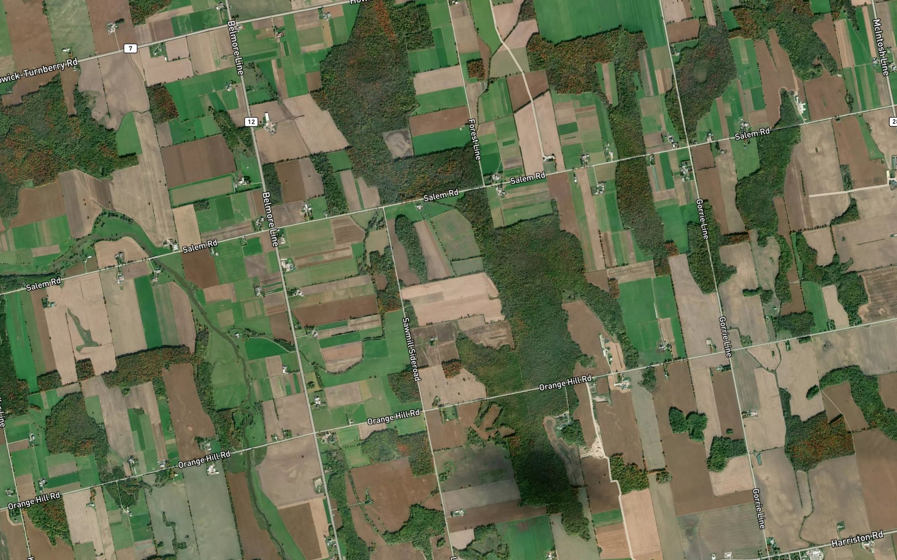 Satellite map of the Wills Drain