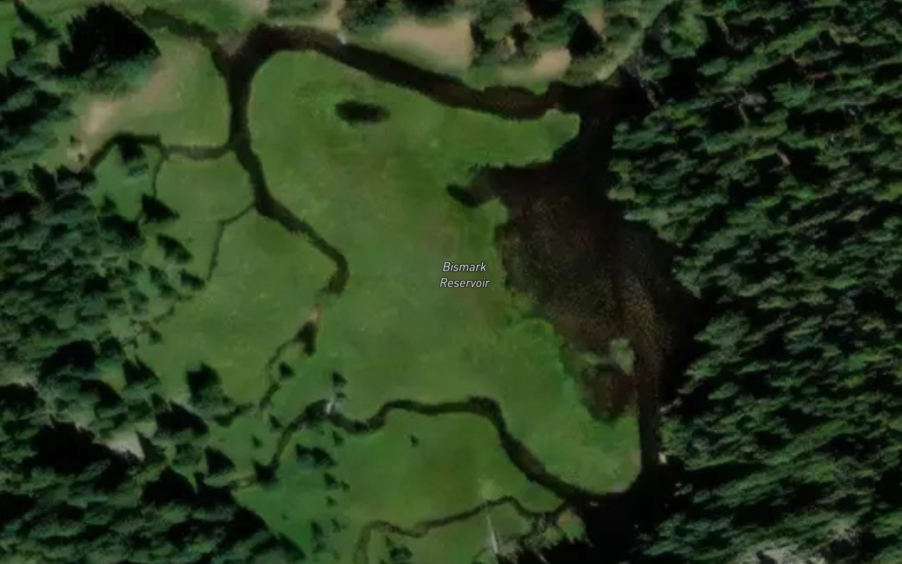 Satellite map of the Bismark Reservoir
