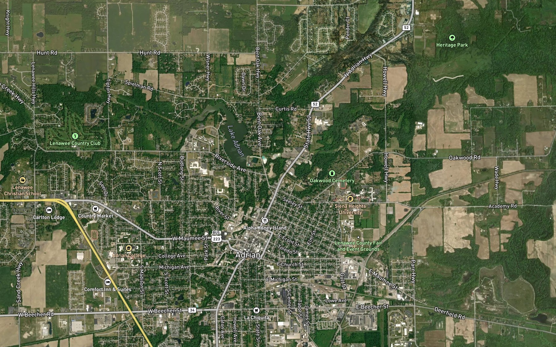 Satellite map of the Wolf Creek