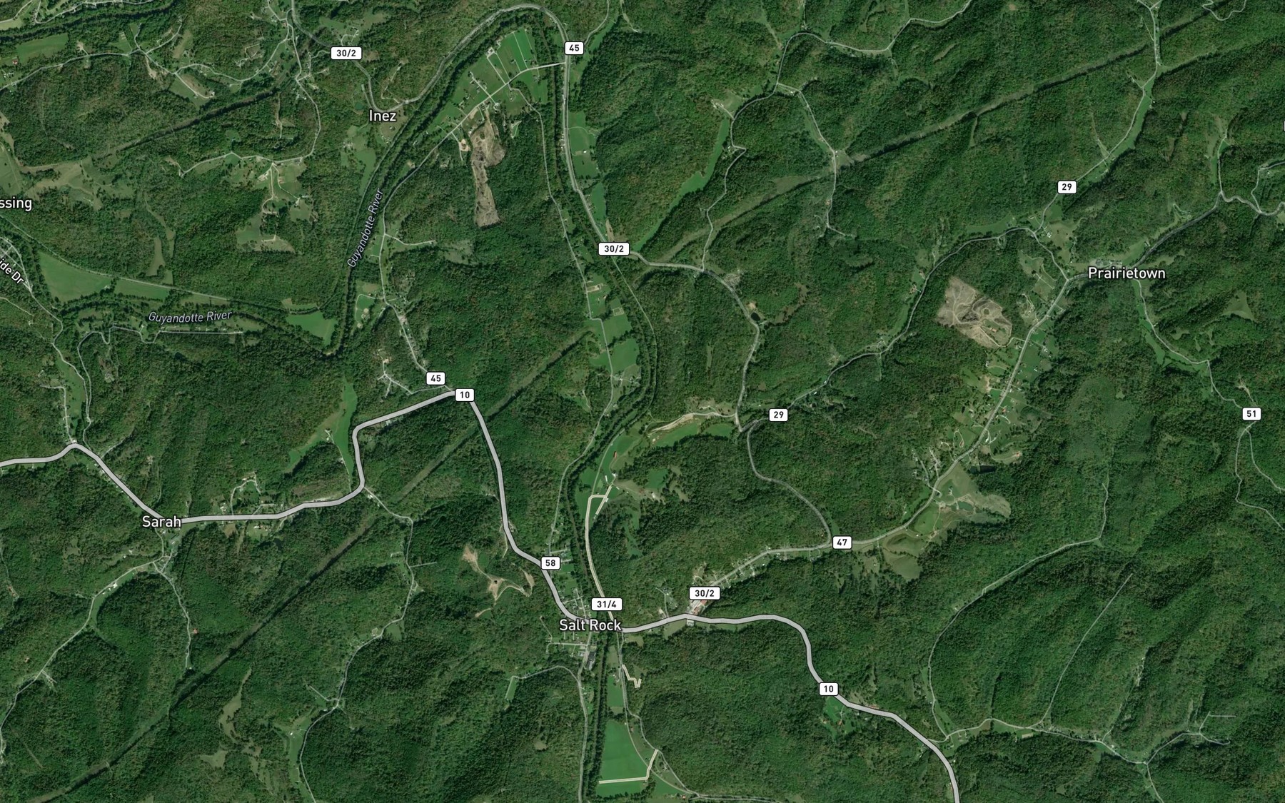 Satellite map of the Trace Creek