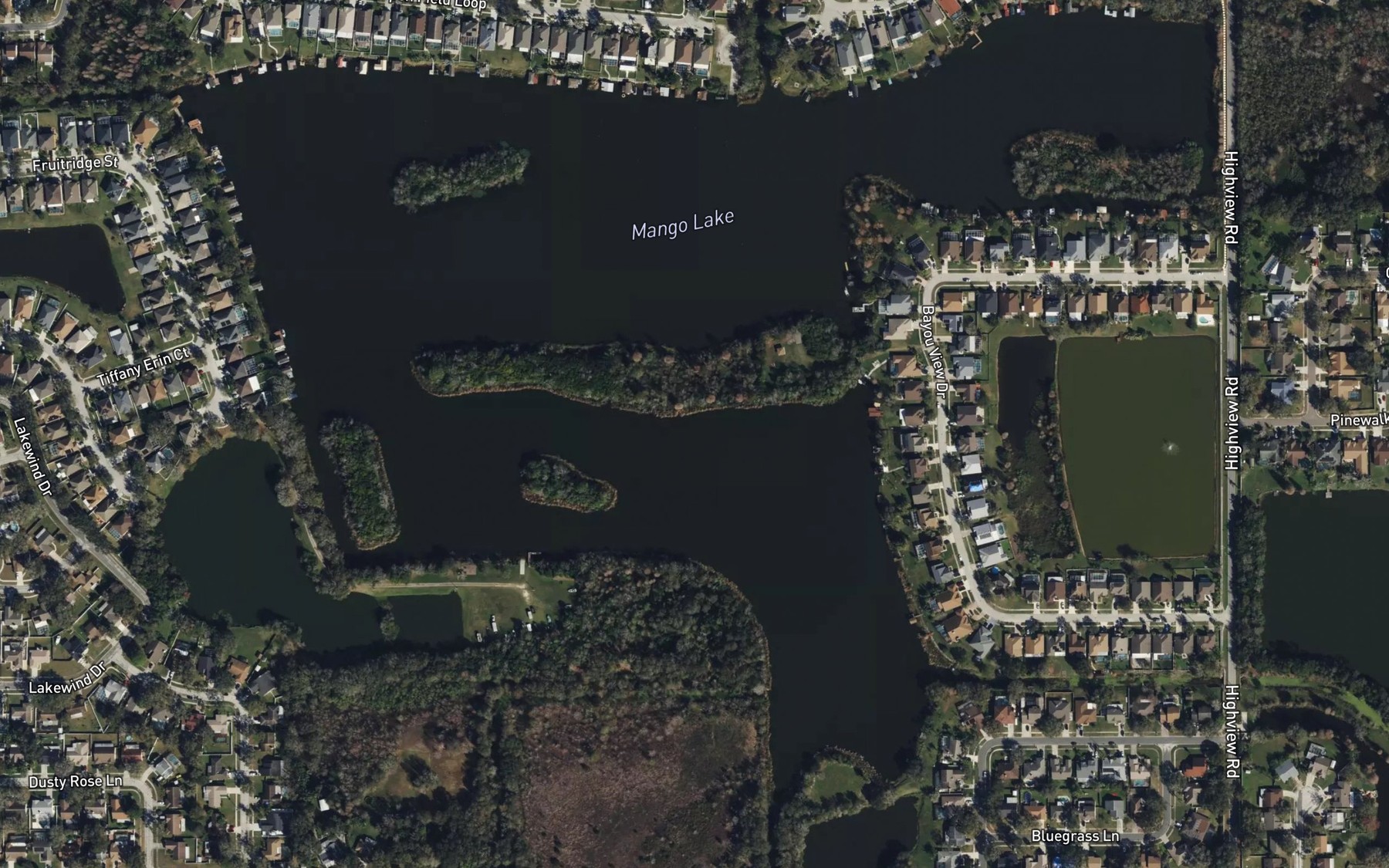 Satellite map of the Mango Lake