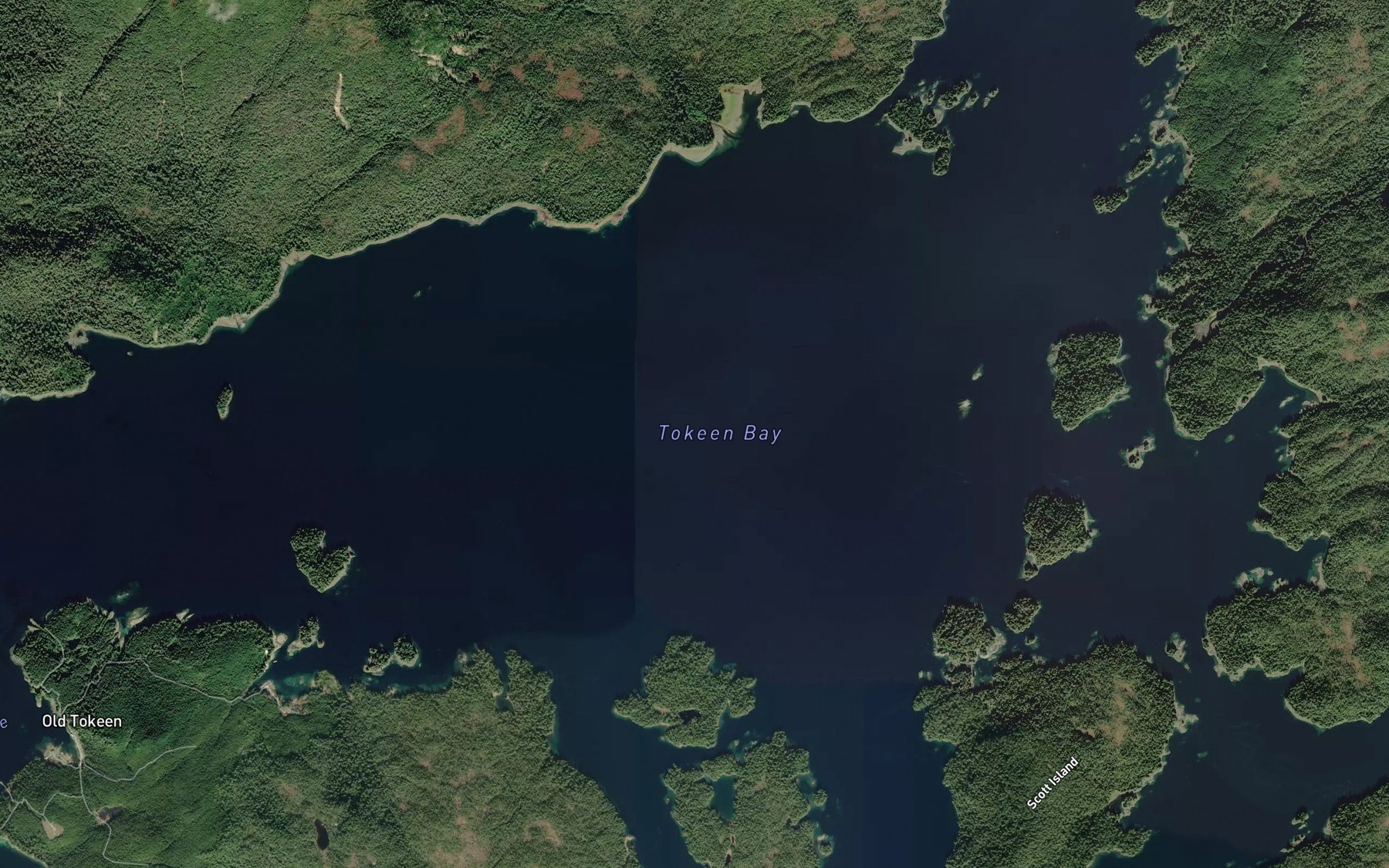 Satellite map of the Tokeen Bay