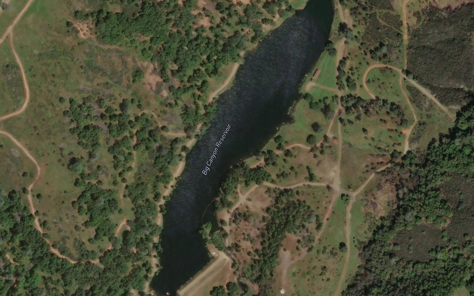 Satellite map of the Big Canyon Reservoir