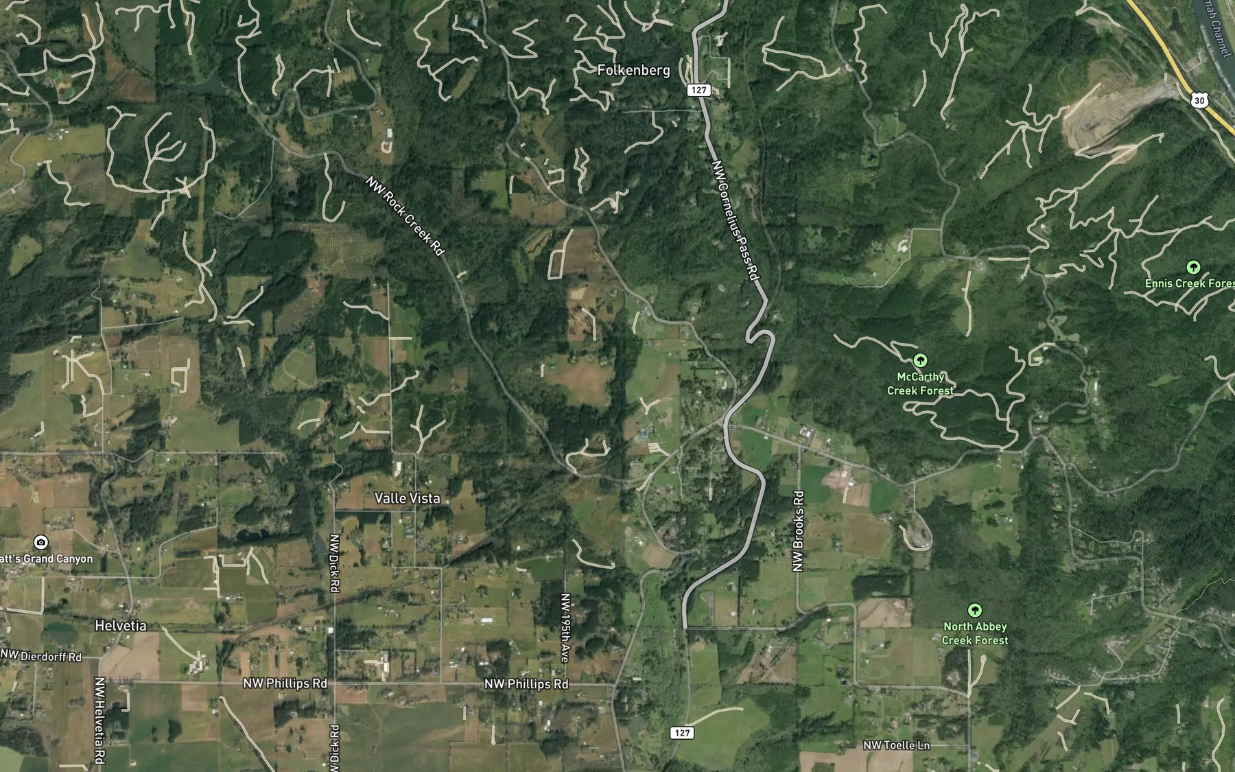 Satellite map of the Krueger Pond