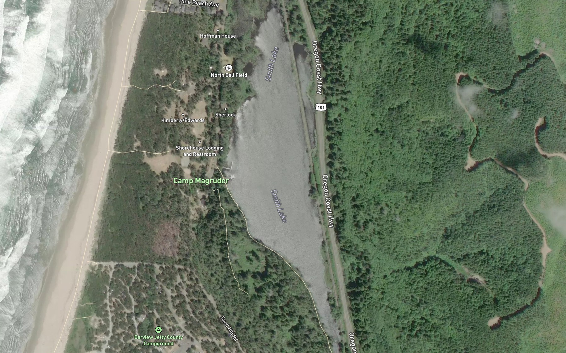 Satellite map of the Smith Lake