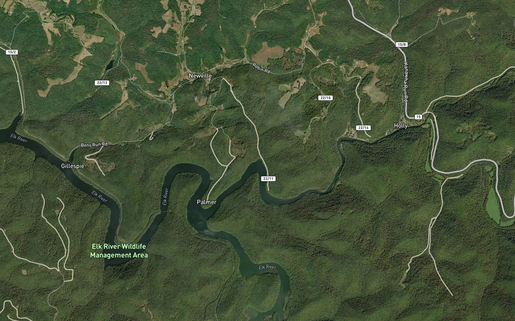 Satellite map of the Brock Run