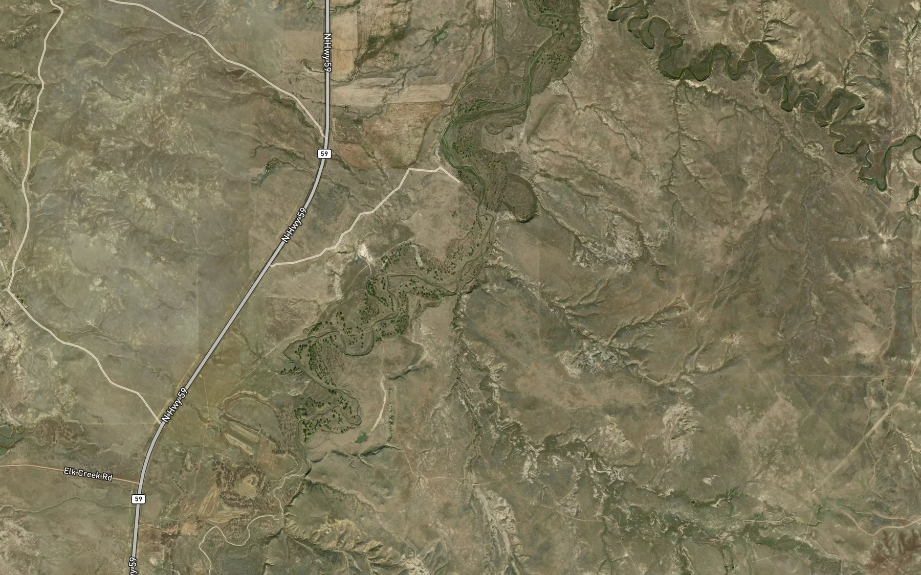 Satellite map of the Antelope Creek