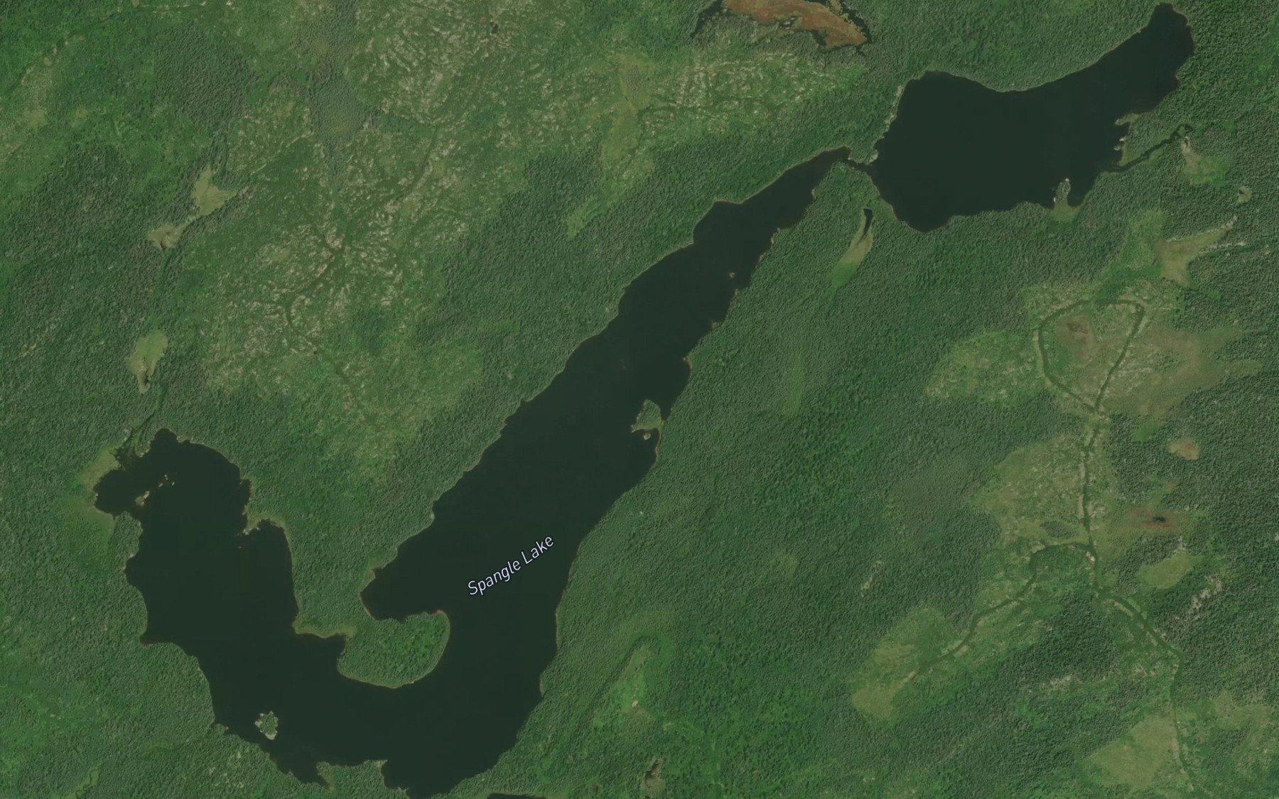 Satellite map of the Spangle Lake