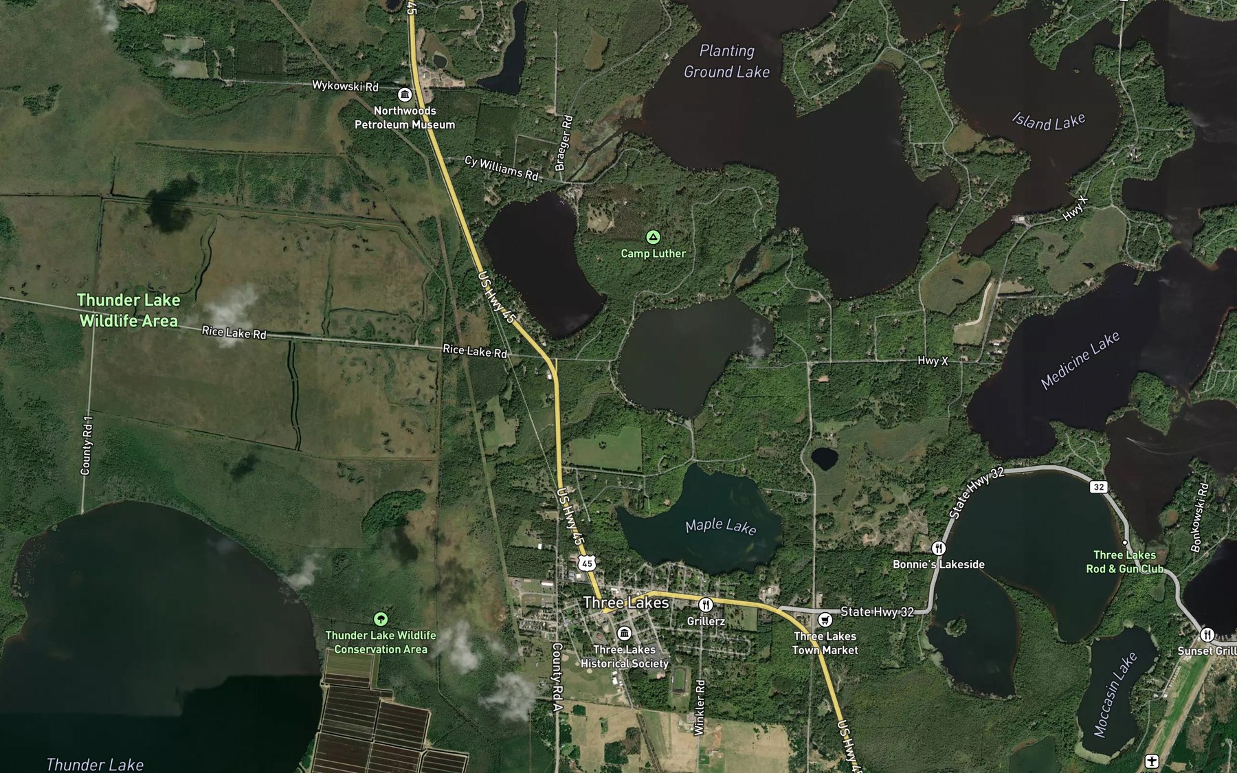 Satellite map of the Townline Creek