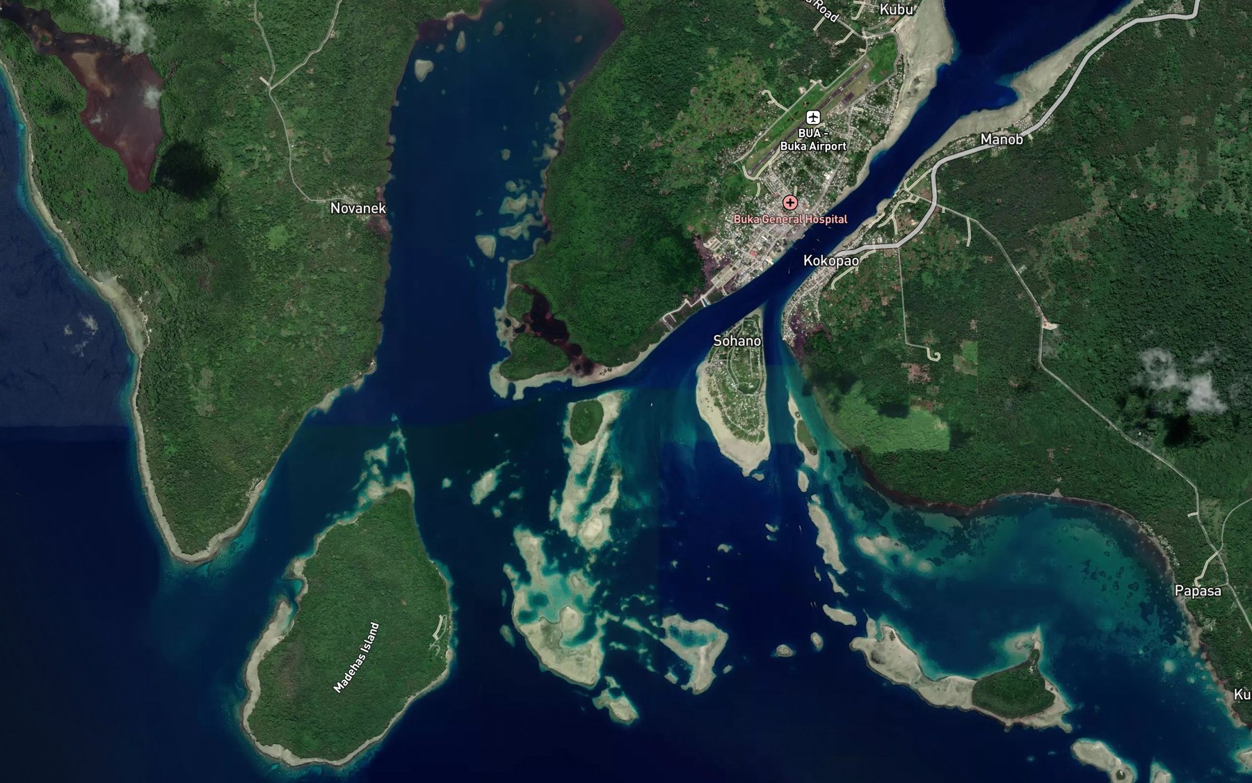 Satellite map of the Buka Passage