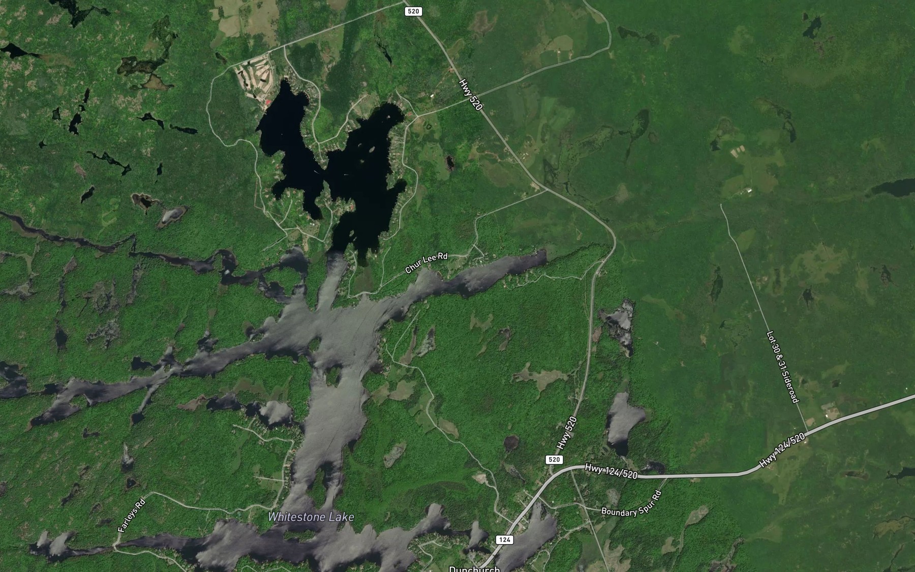 Satellite map of the Hamiltons Bay