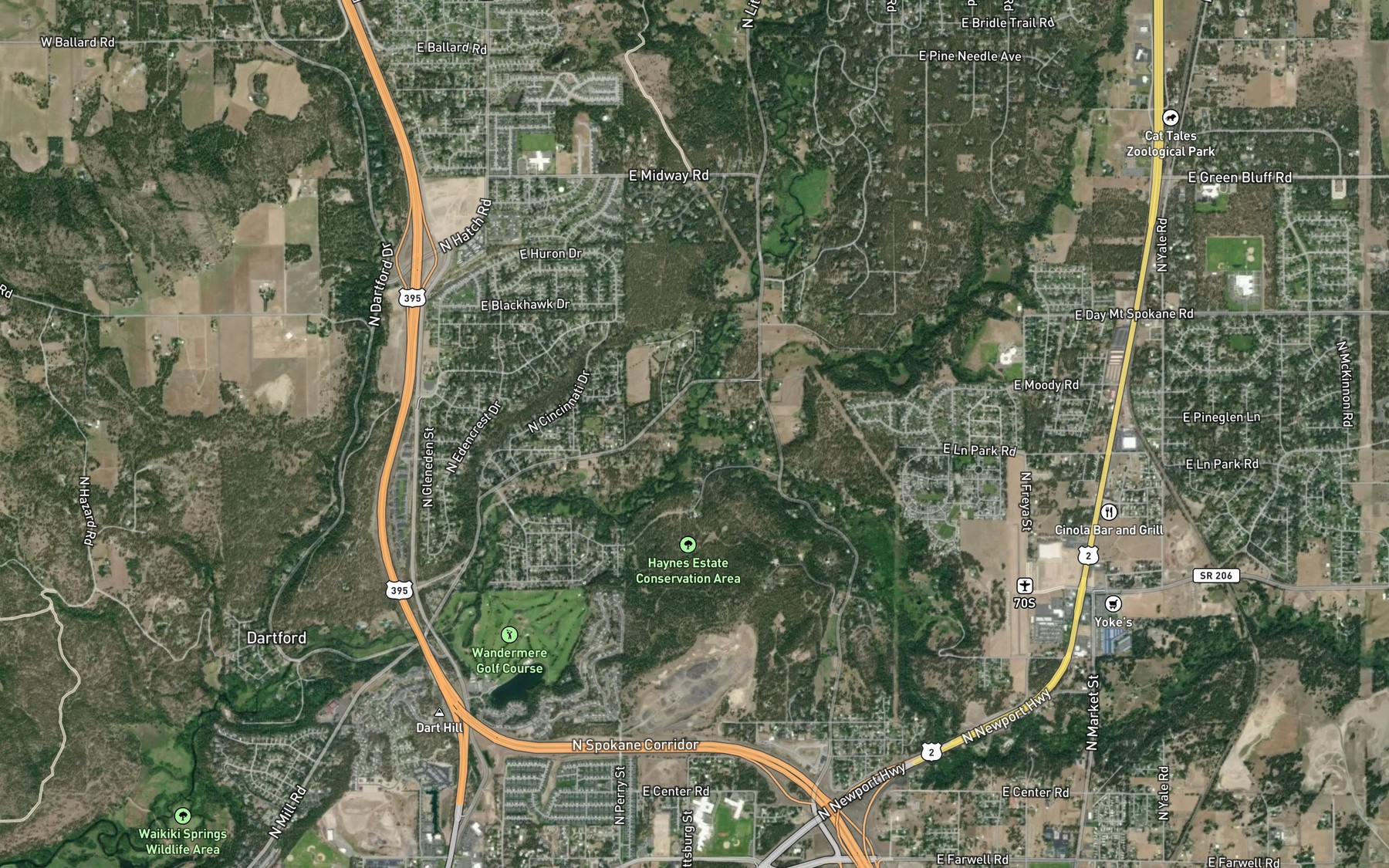 Satellite map of the Deadman Creek
