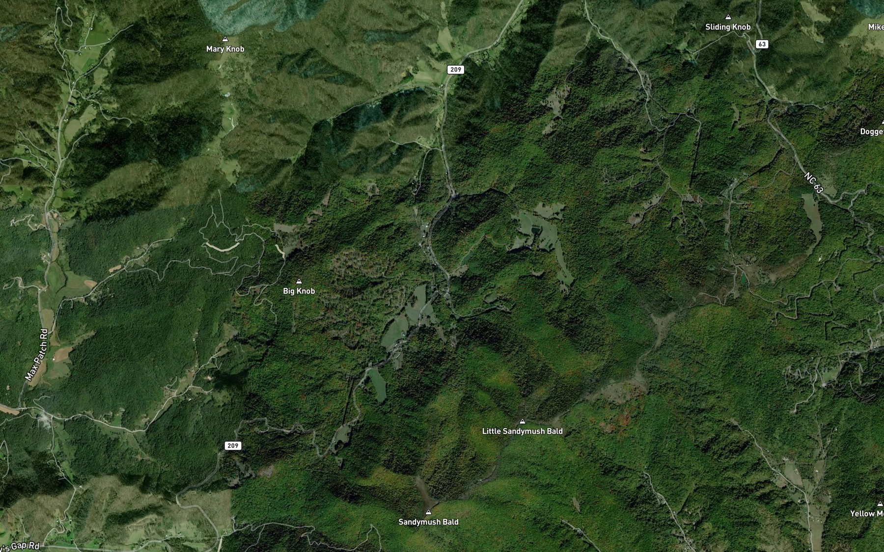 Satellite map of the Little Bald Branch
