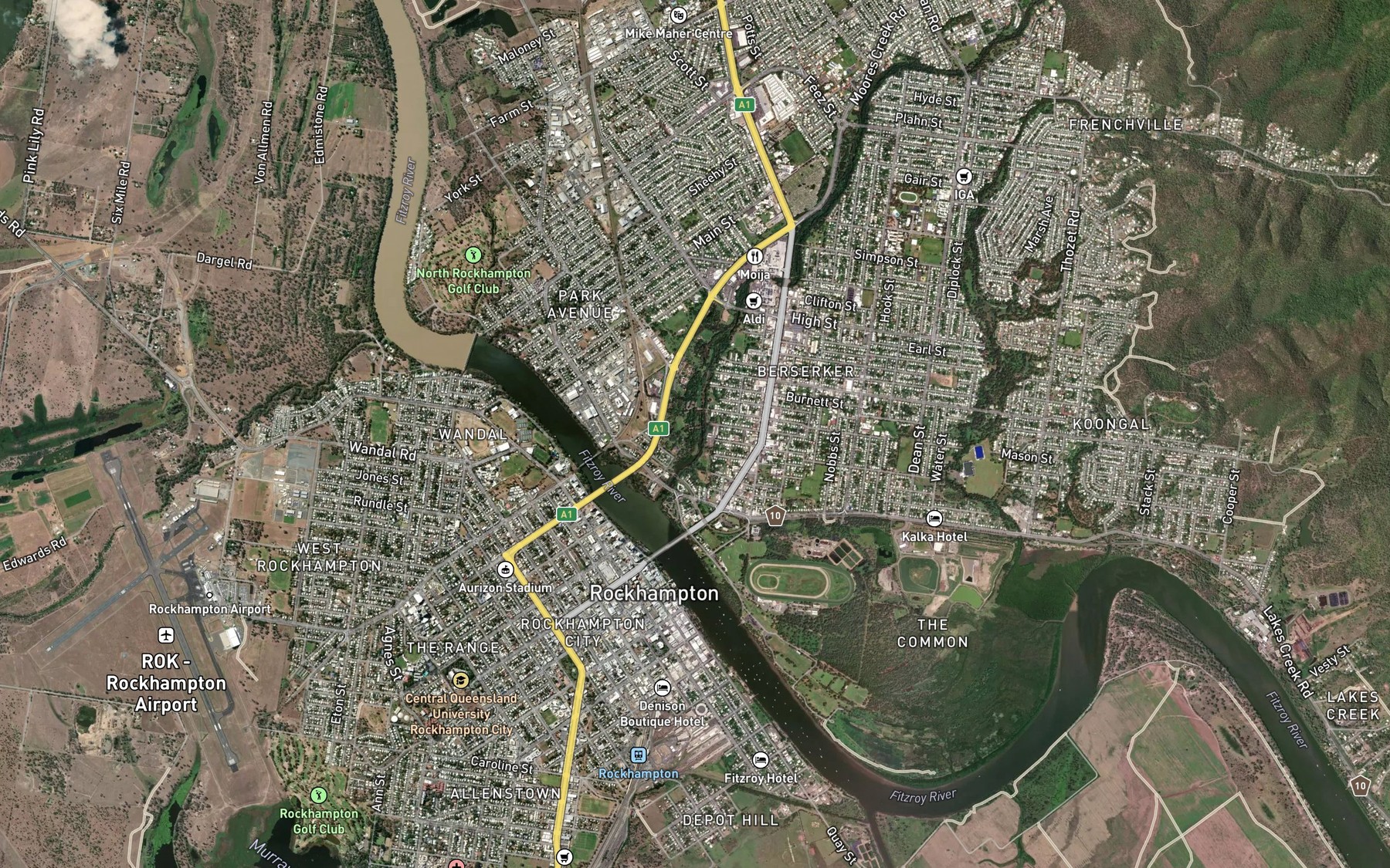 Satellite map of the Moore Creek