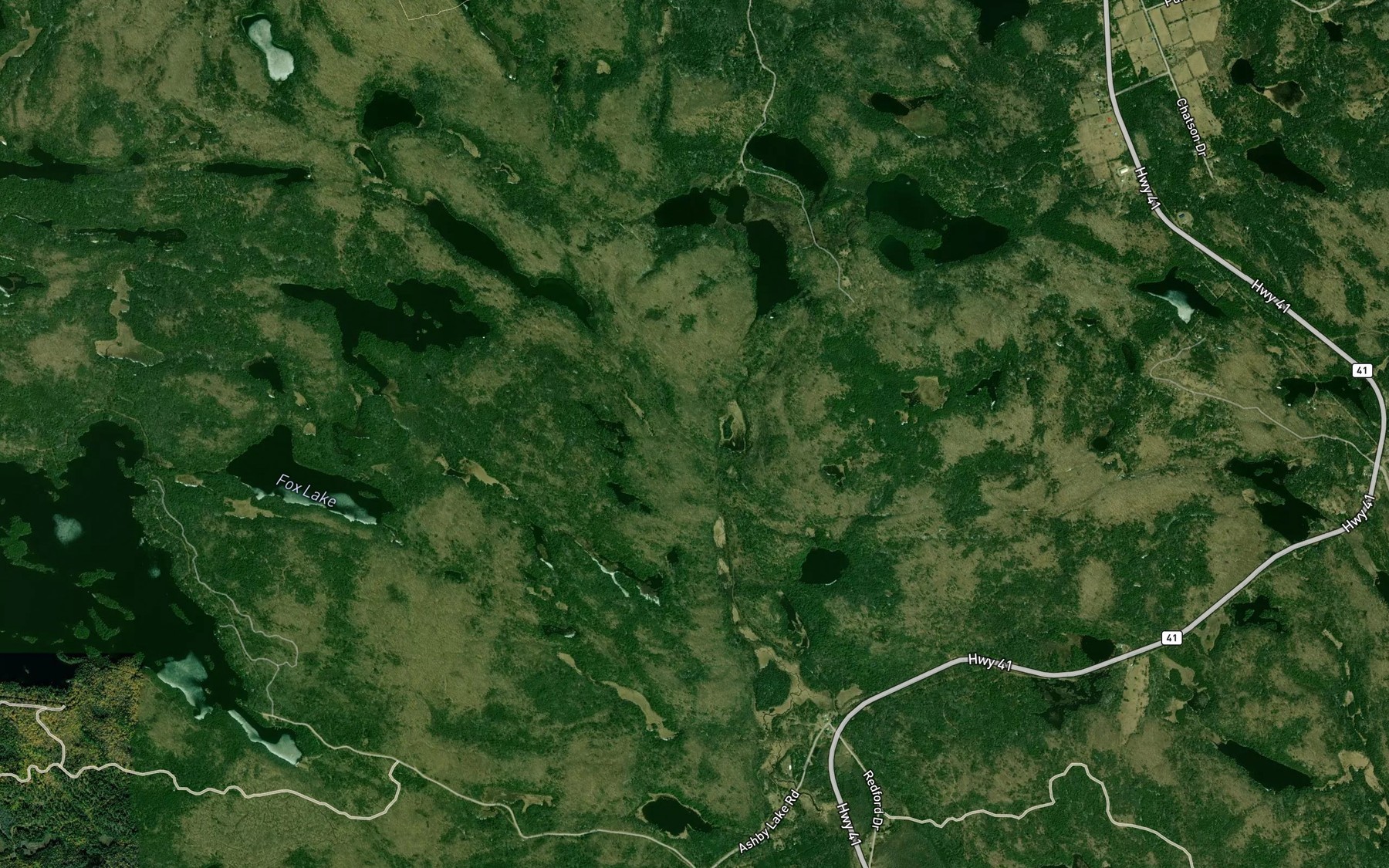 Satellite map of the Doig Creek