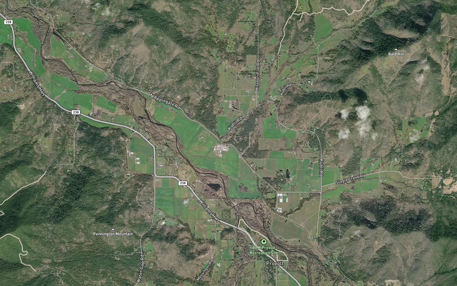 Satellite map of the Slagle Creek
