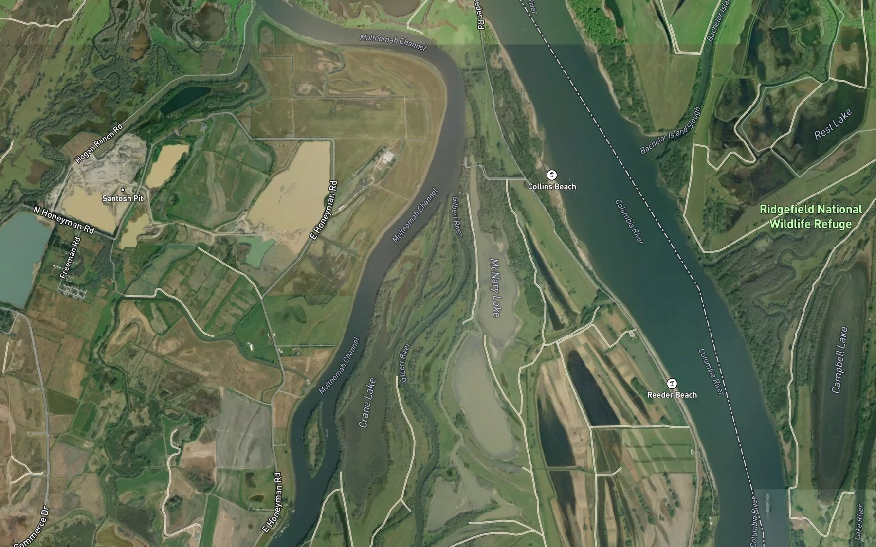 Satellite map of the Crane Slough