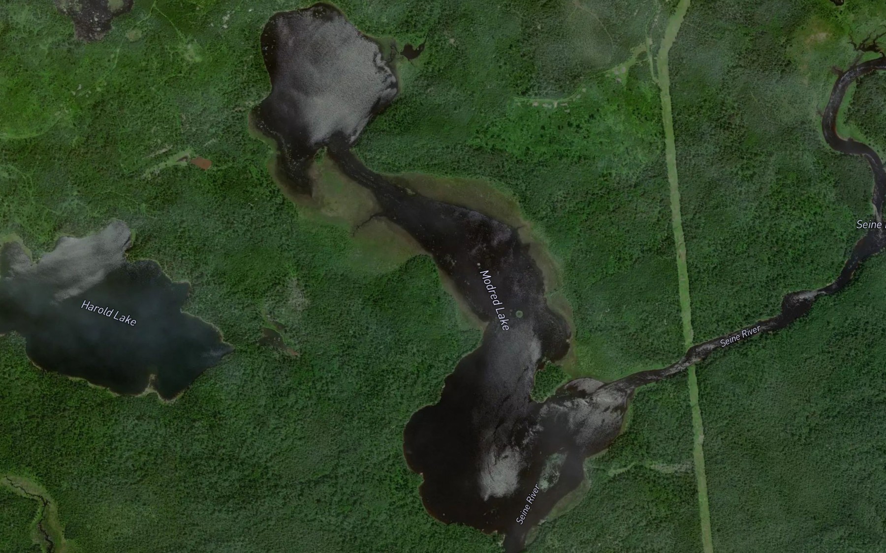 Satellite map of the Modred Lake