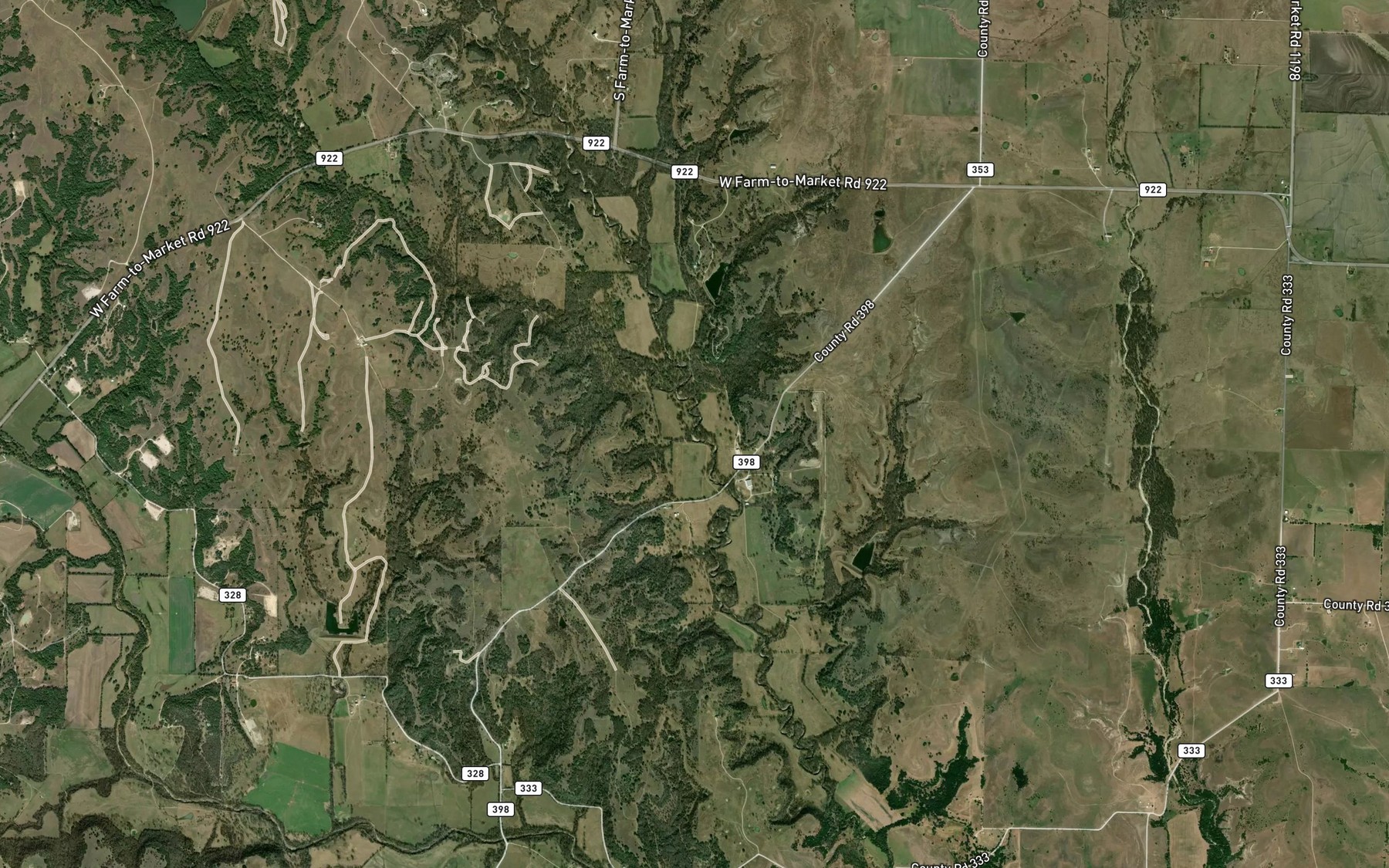 Satellite map of the Wheat Creek