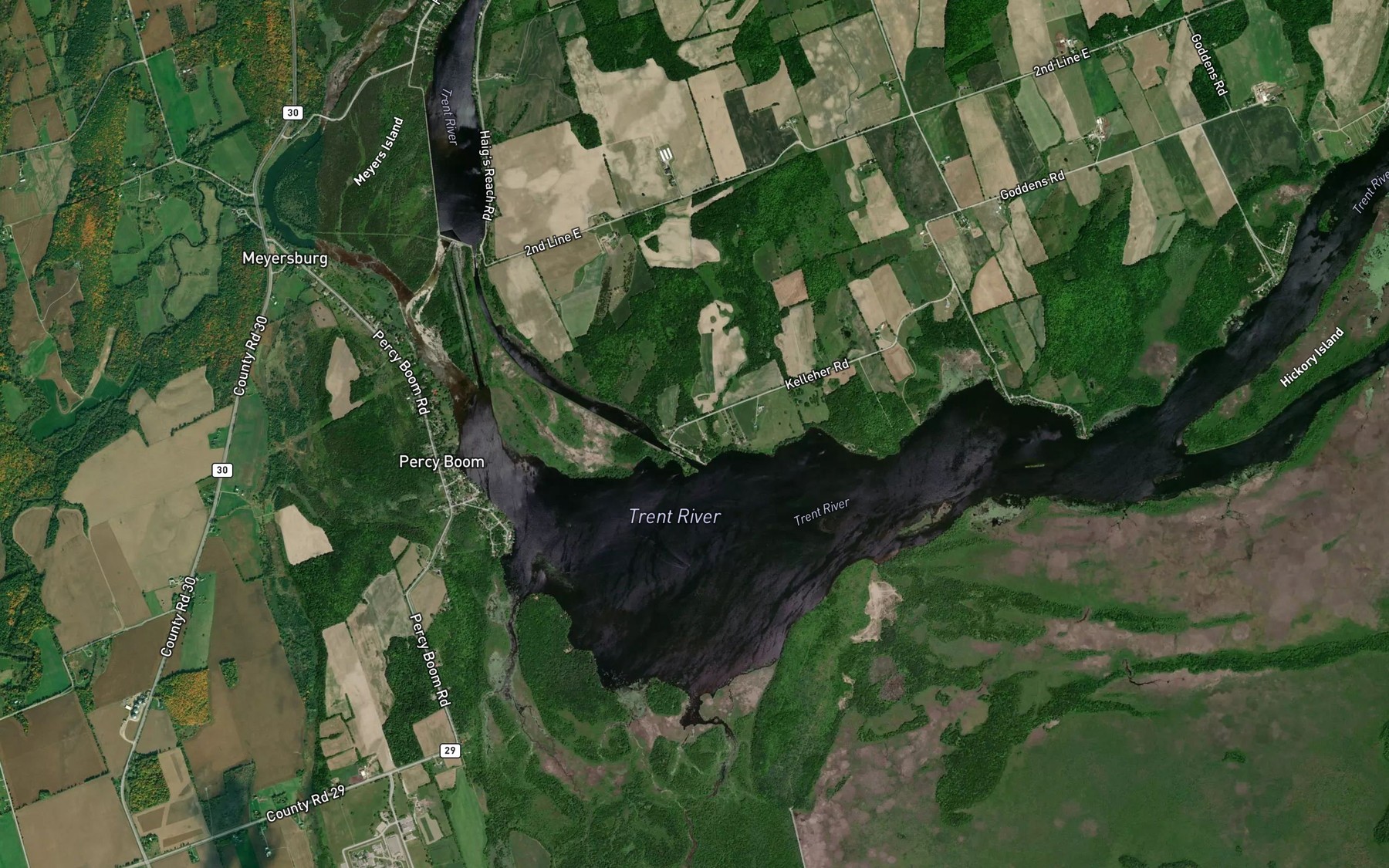 Satellite map of the Percy Reach