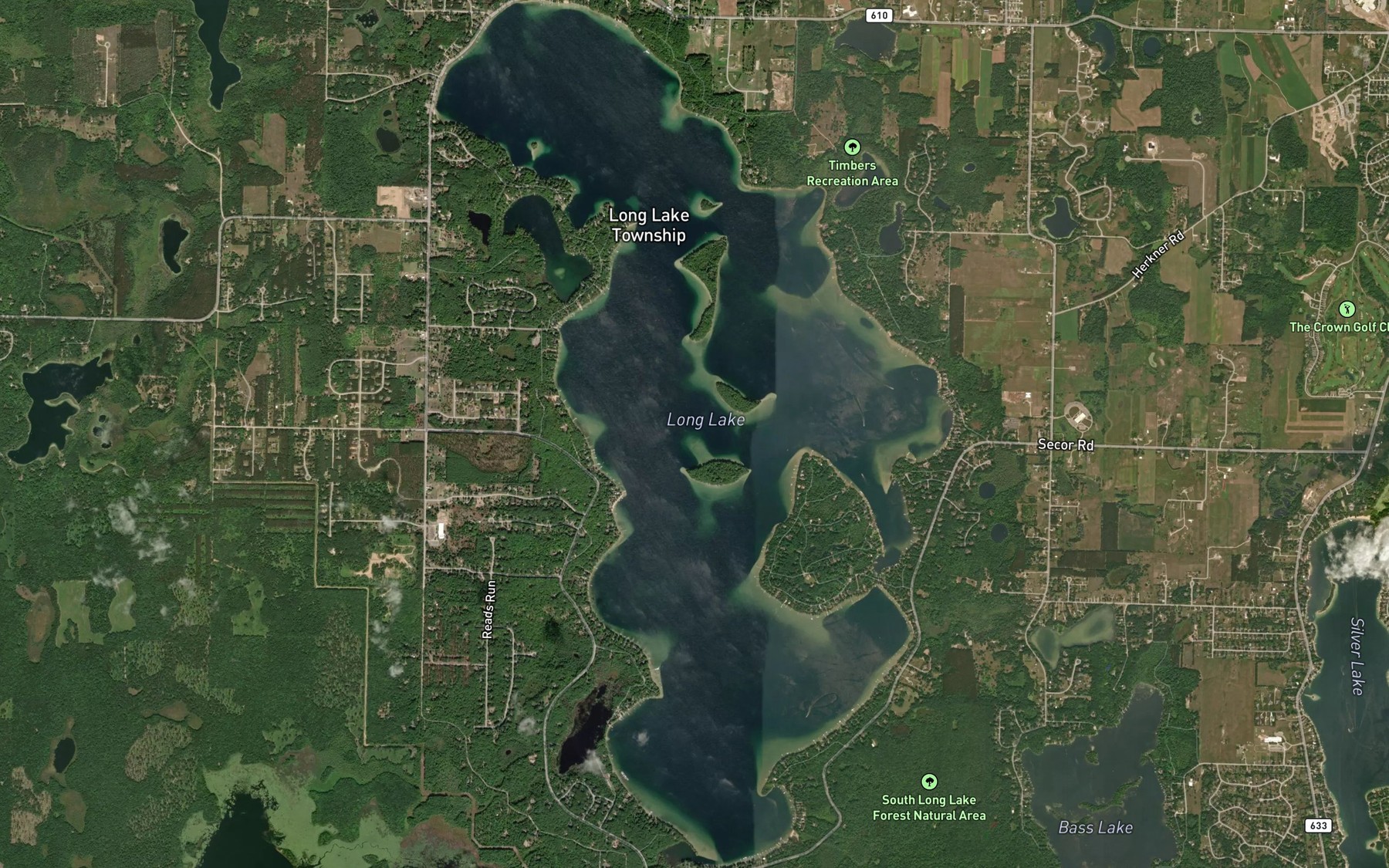 Satellite map of the Long Lake